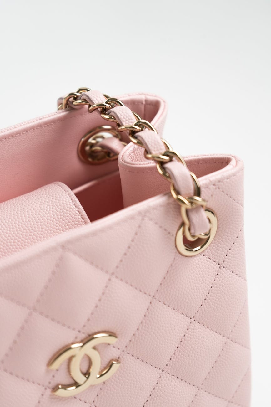 22S Light Pink Caviar Quilted Mini Bucket Bag LGHW