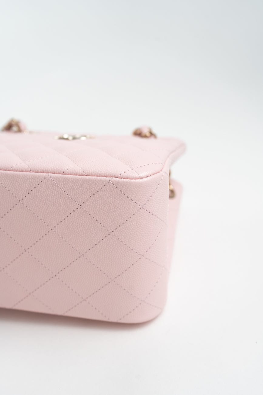 22S Light Pink Caviar Quilted Mini Bucket Bag LGHW