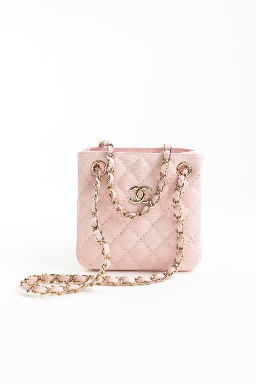 22S Light Pink Caviar Quilted Mini Bucket Bag LGHW