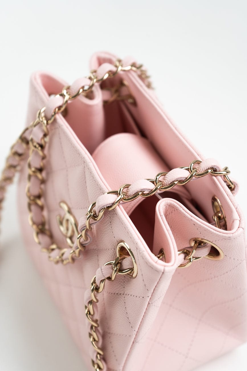 22S Light Pink Caviar Quilted Mini Bucket Bag LGHW