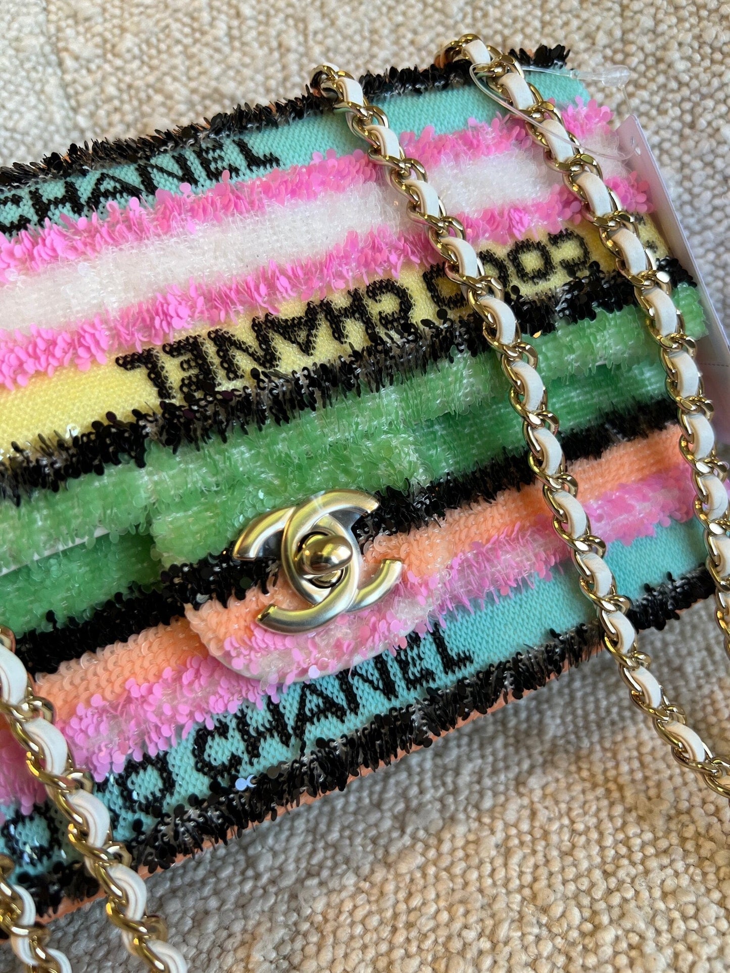 22S Mini Sequins & Gold-Tone Metal Multicolor Flap LGHW