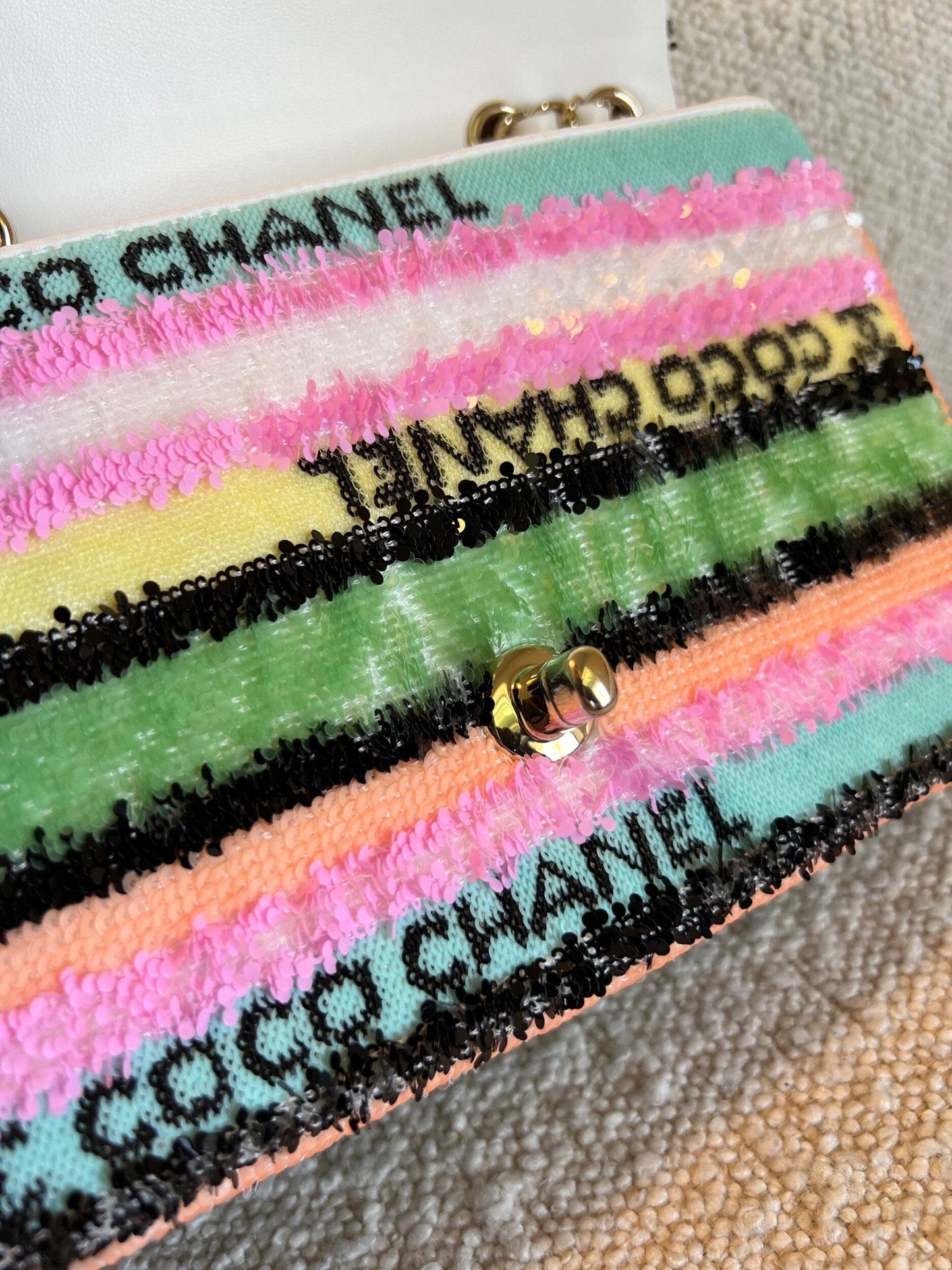 22S Mini Sequins & Gold-Tone Metal Multicolor Flap LGHW