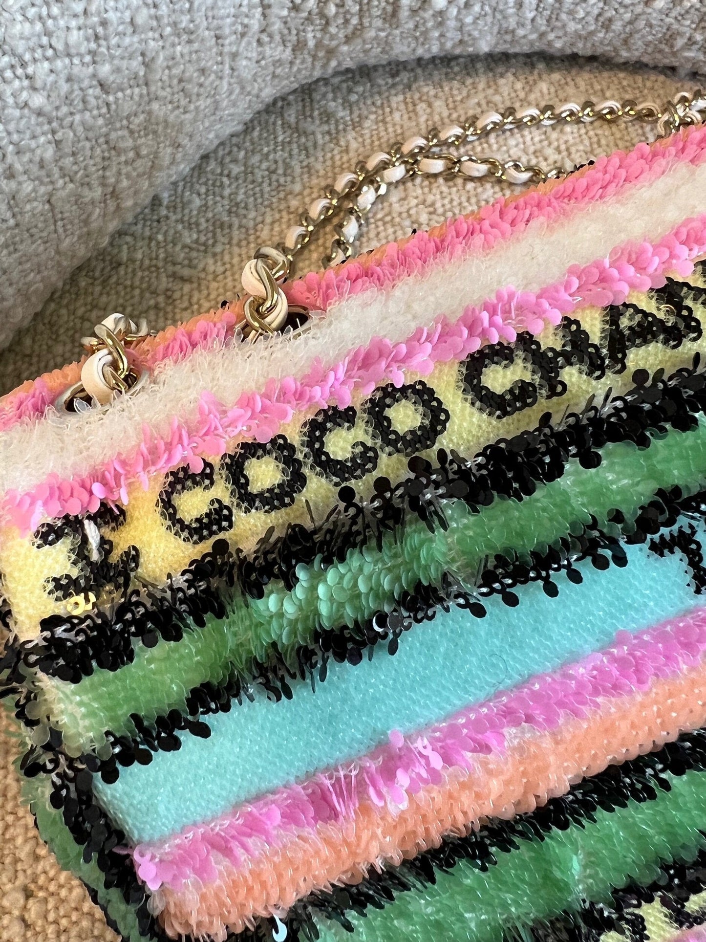 22S Mini Sequins & Gold-Tone Metal Multicolor Flap LGHW