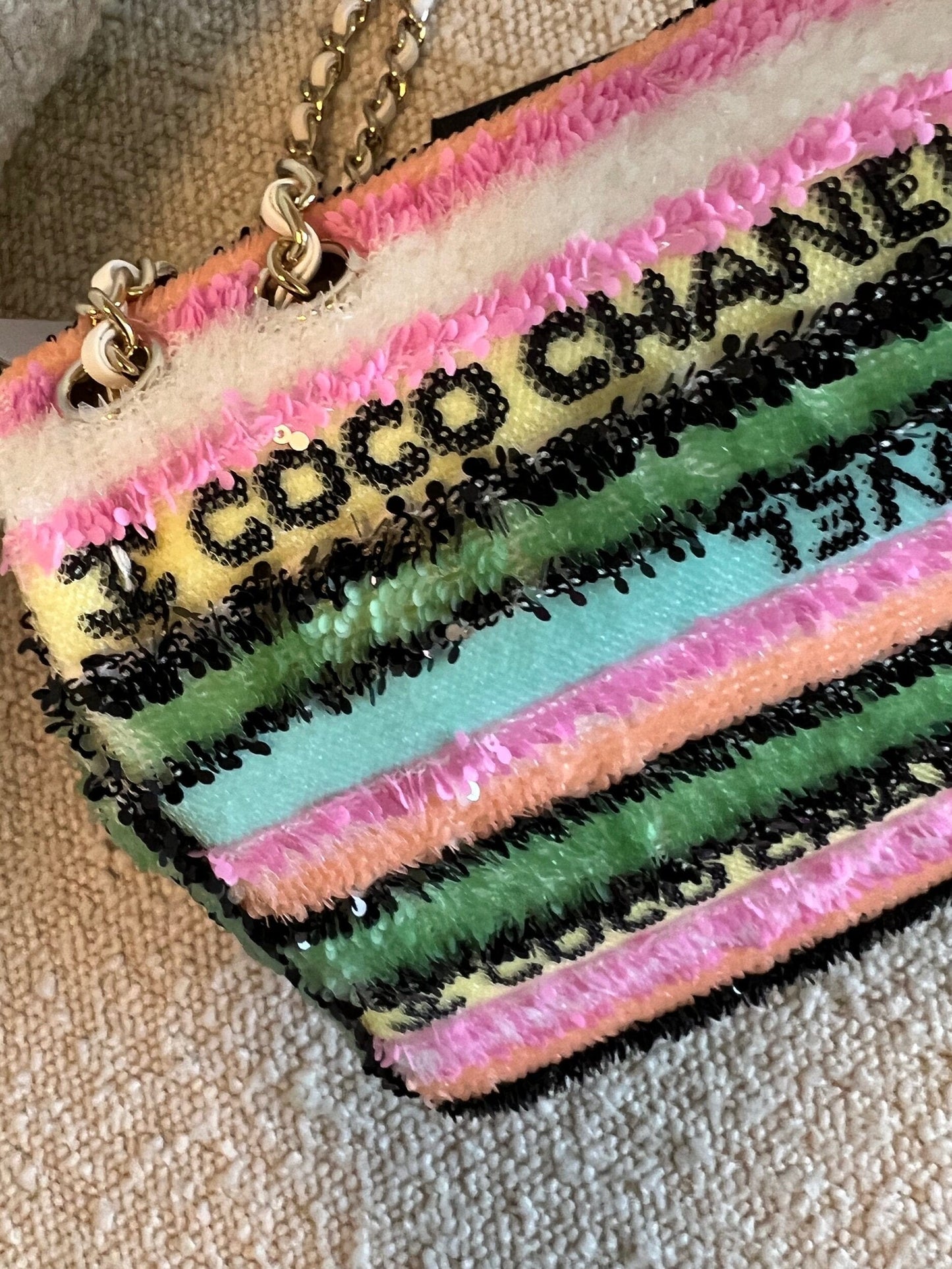 22S Mini Sequins & Gold-Tone Metal Multicolor Flap LGHW