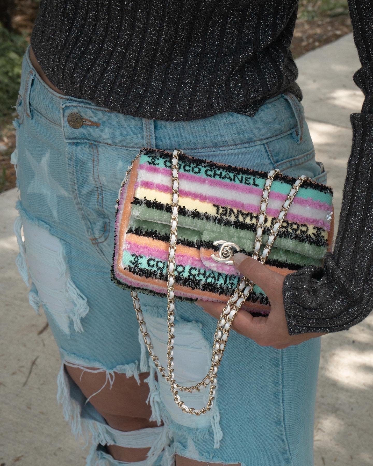 22S Mini Sequins & Gold-Tone Metal Multicolor Flap LGHW