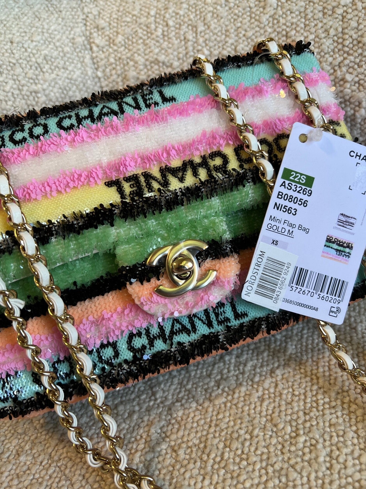 22S Mini Sequins & Gold-Tone Metal Multicolor Flap LGHW