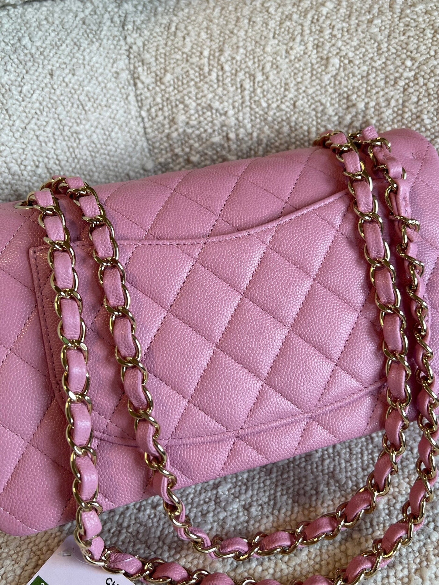 22S Pink Caviar Quilted Classic Flap Small LGHW