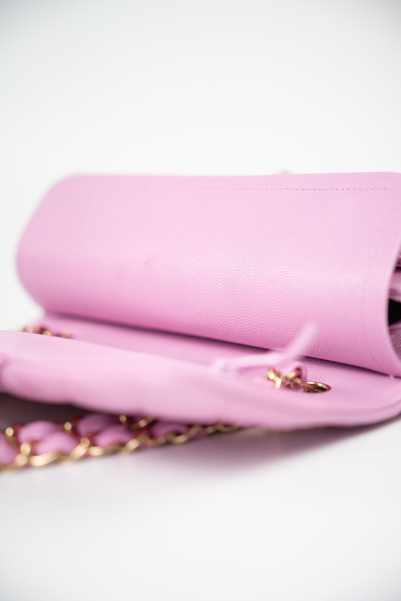 22S Pink Caviar Quilted Classic Flap Small Light Gold Hardware