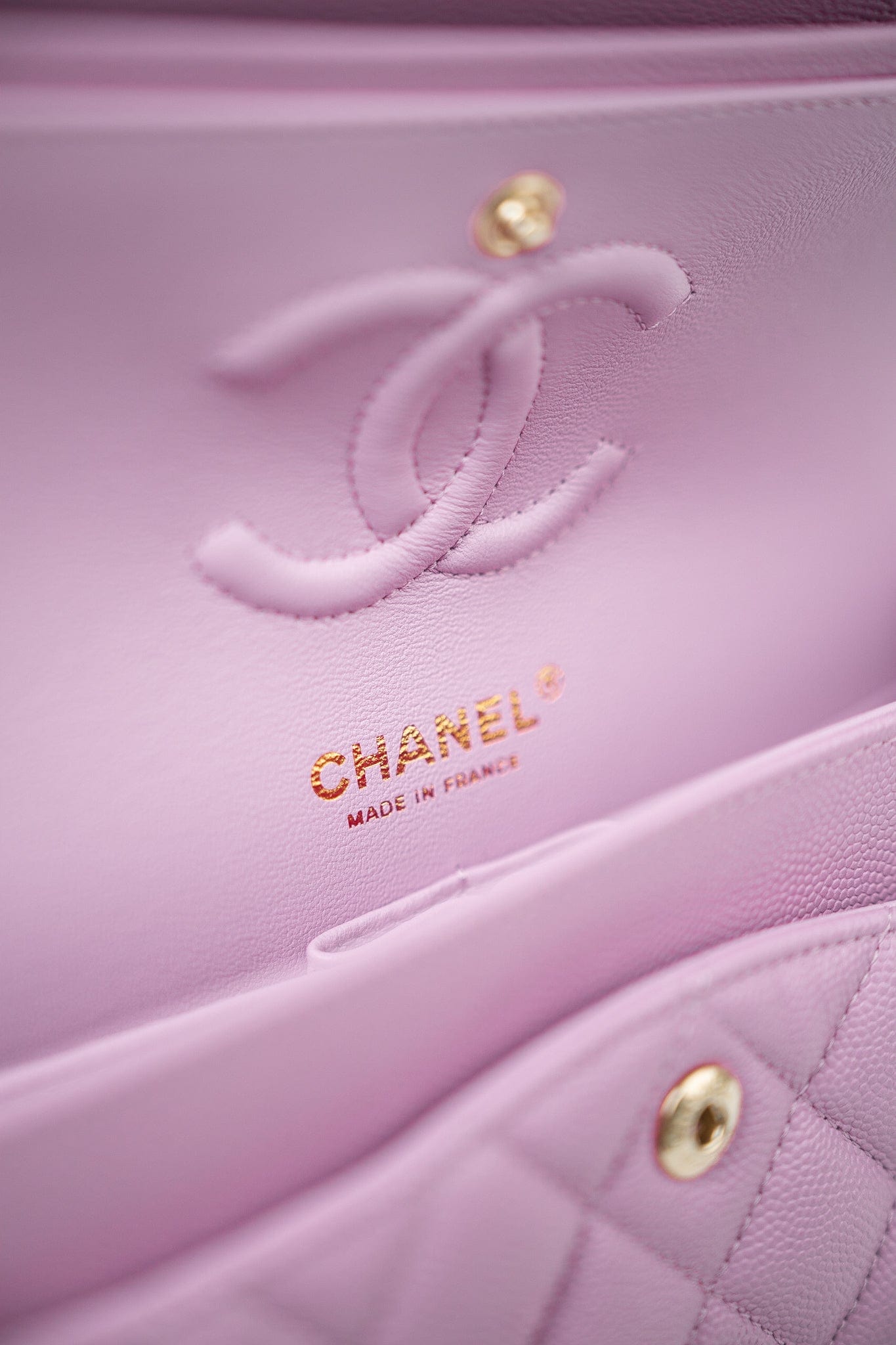 22S Pink Caviar Quilted Classic Flap Small Light Gold Hardware