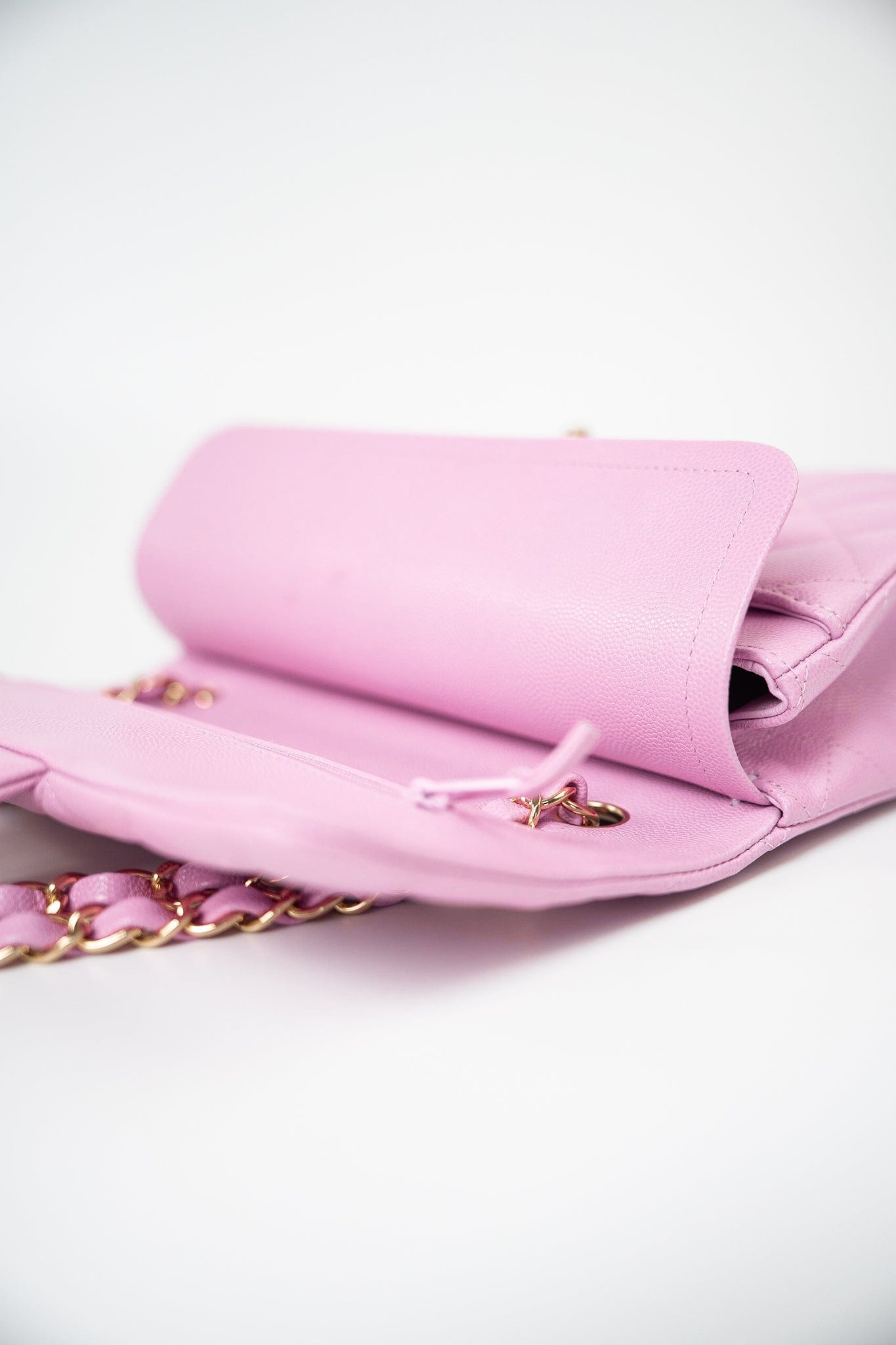 22S Pink Caviar Quilted Classic Flap Small Light Gold Hardware