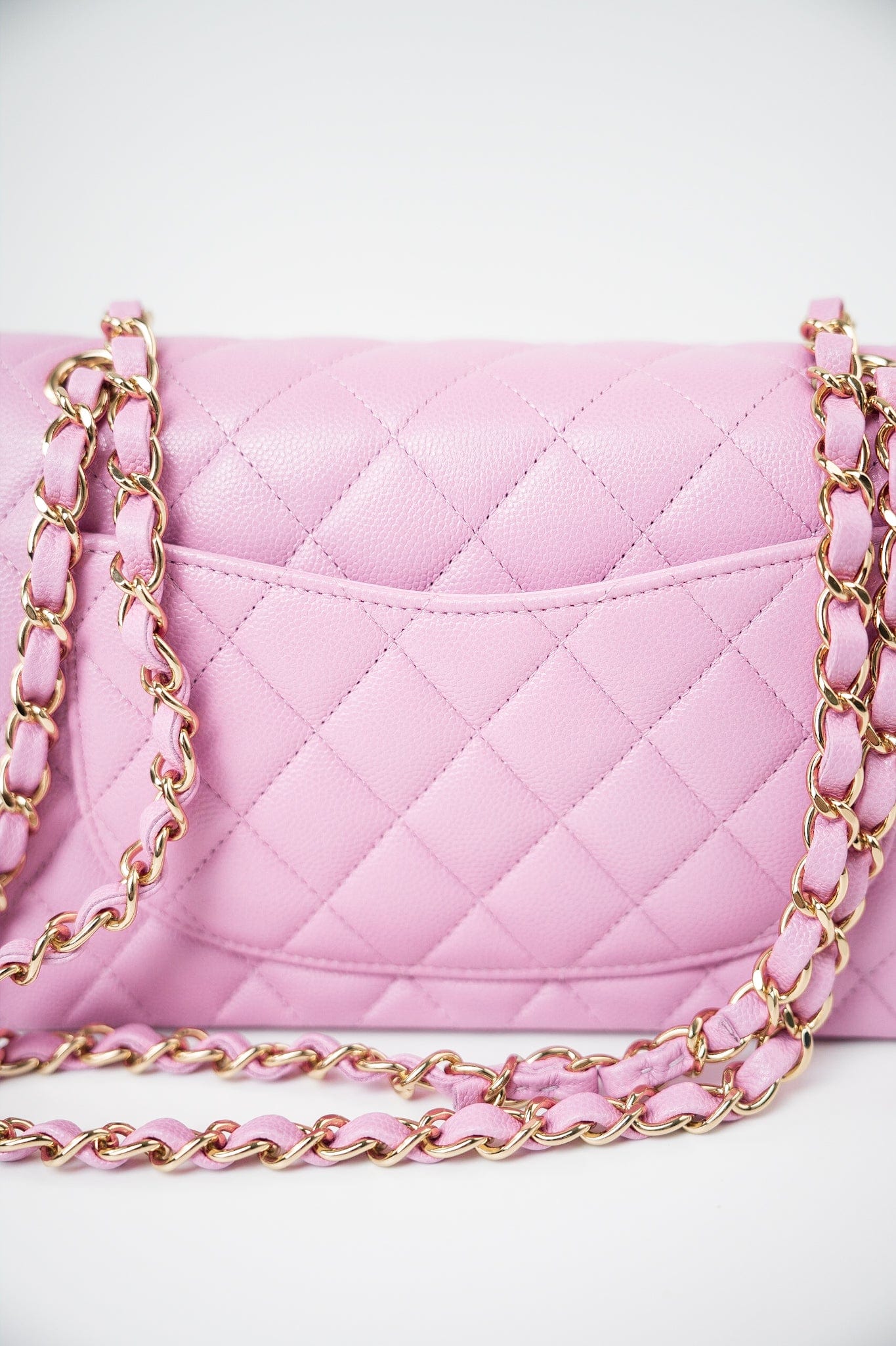 22S Pink Caviar Quilted Classic Flap Small Light Gold Hardware