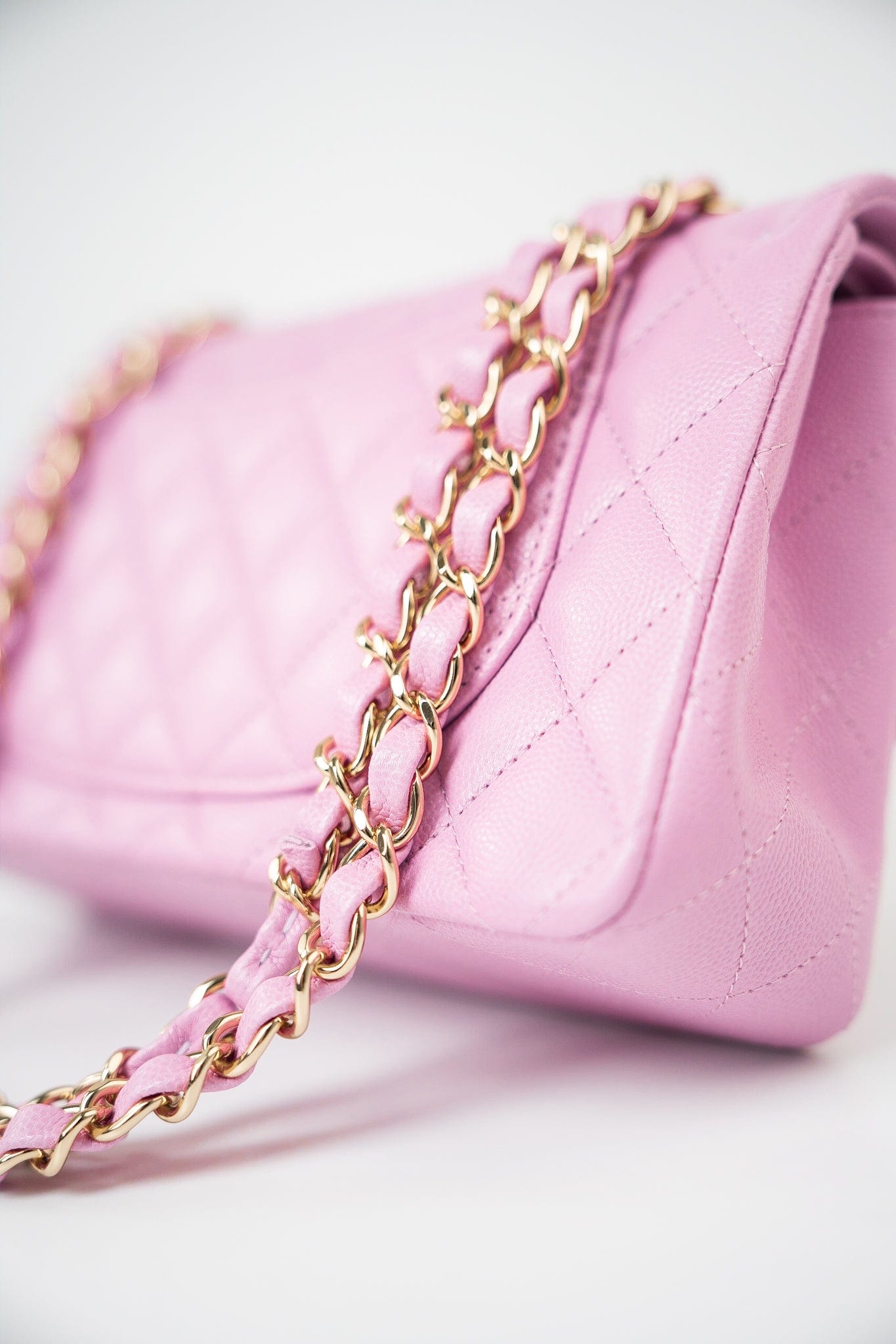 22S Pink Caviar Quilted Classic Flap Small Light Gold Hardware