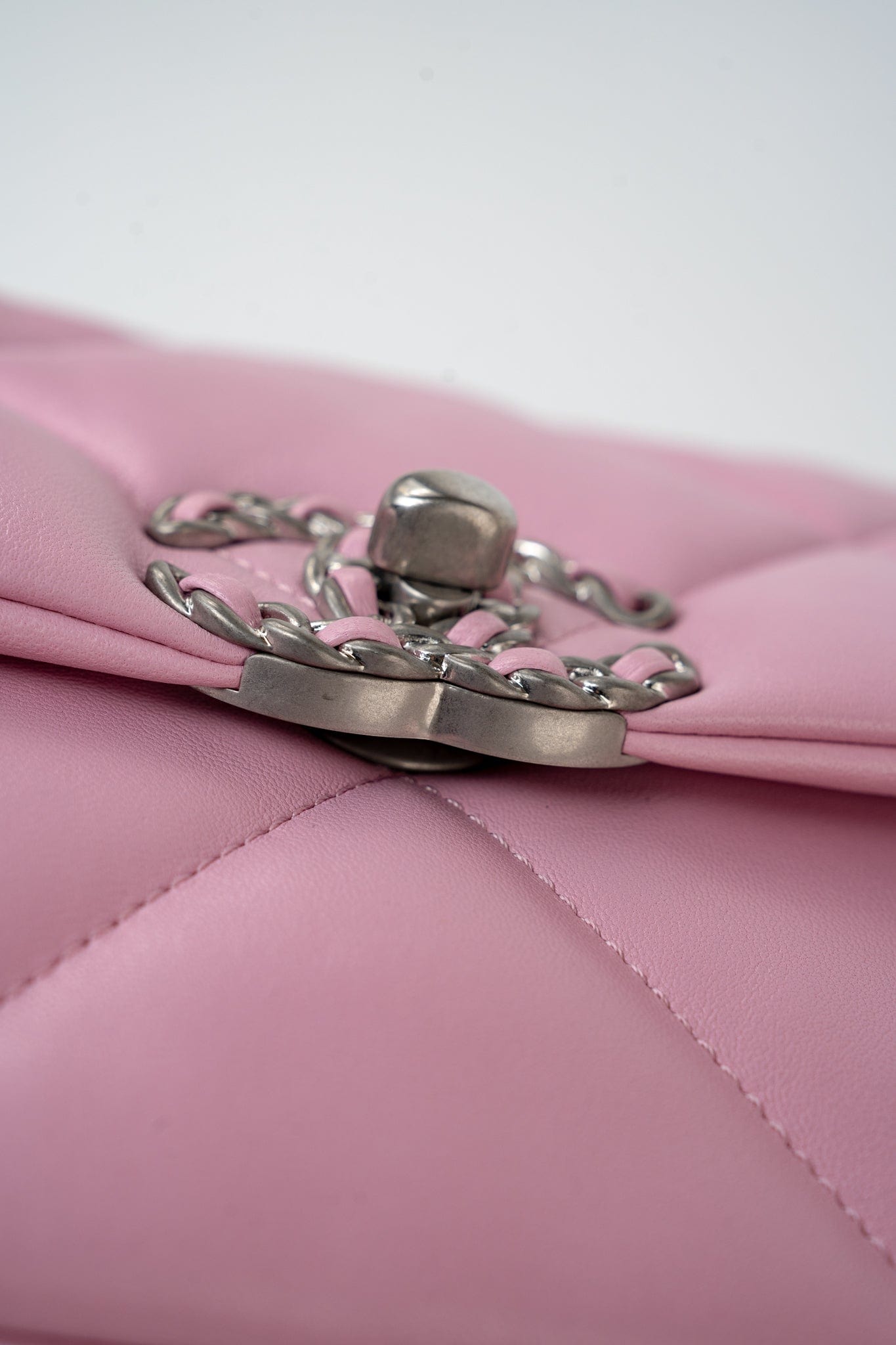 22S Pink Lambskin Quilted 19 Small Reverse Mixed Hardware