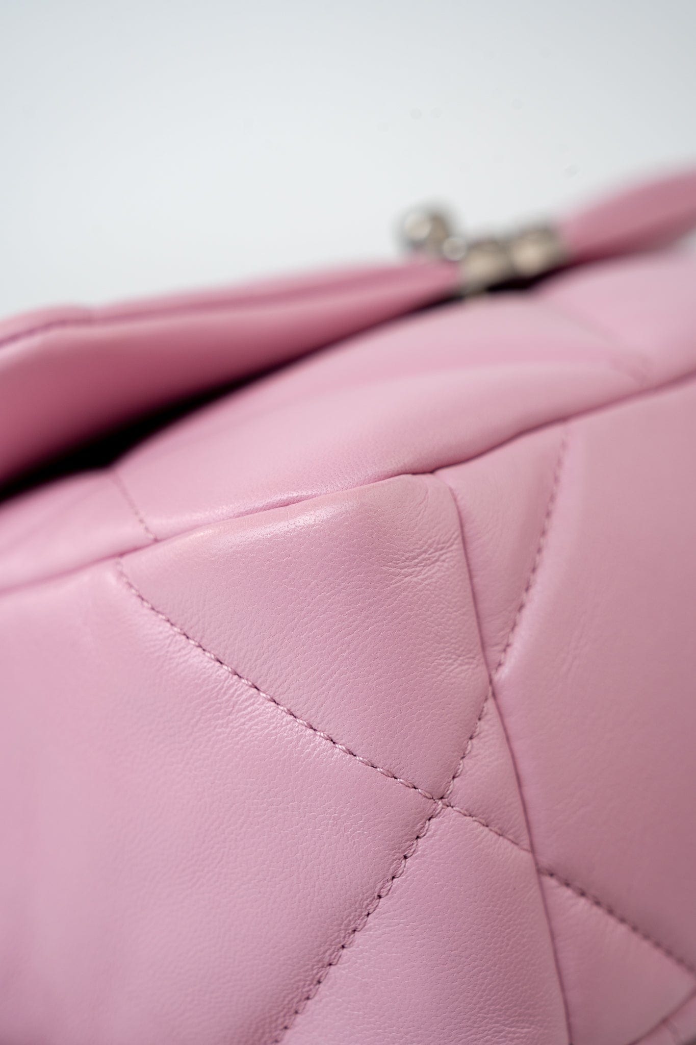 22S Pink Lambskin Quilted 19 Small Reverse Mixed Hardware