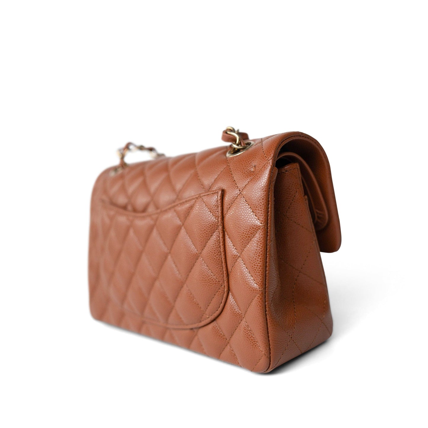 23A Light Brown Caviar Quilted Classic Flap Small Light Gold Hardware
