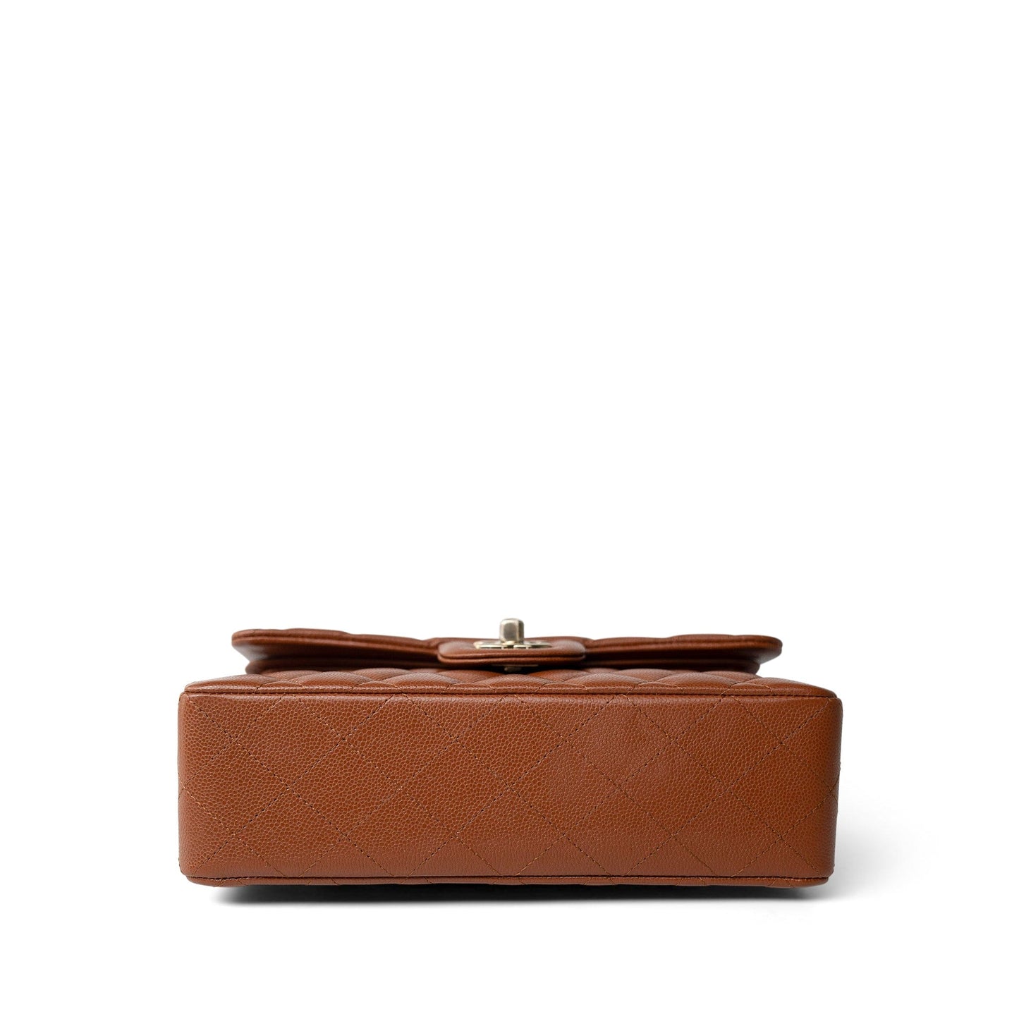 23A Light Brown Caviar Quilted Classic Flap Small Light Gold Hardware