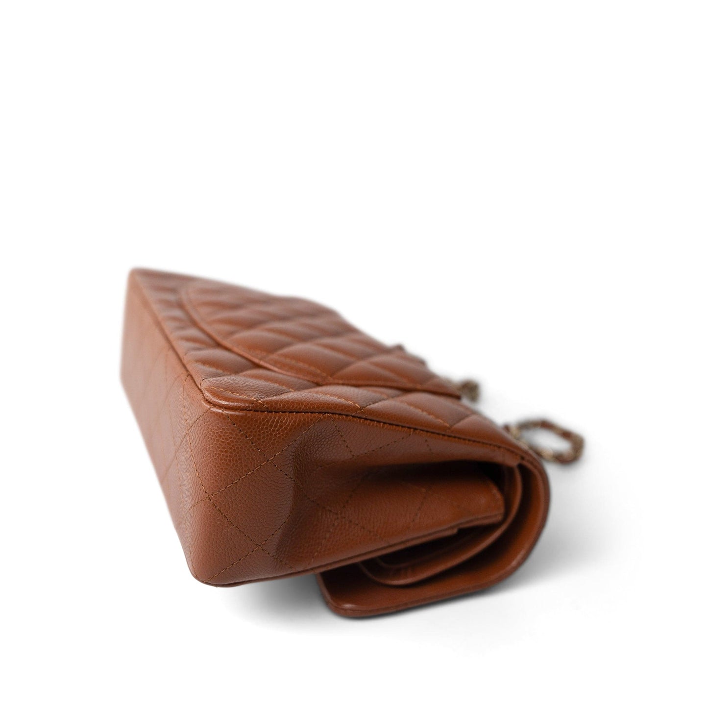 23A Light Brown Caviar Quilted Classic Flap Small Light Gold Hardware