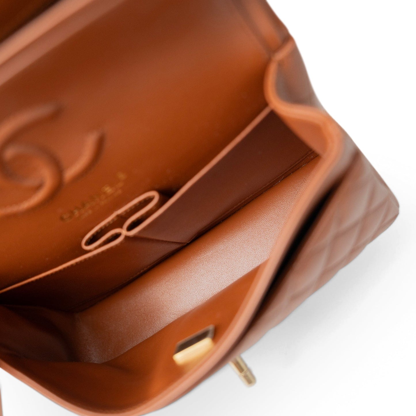 23A Light Brown Caviar Quilted Classic Flap Small Light Gold Hardware