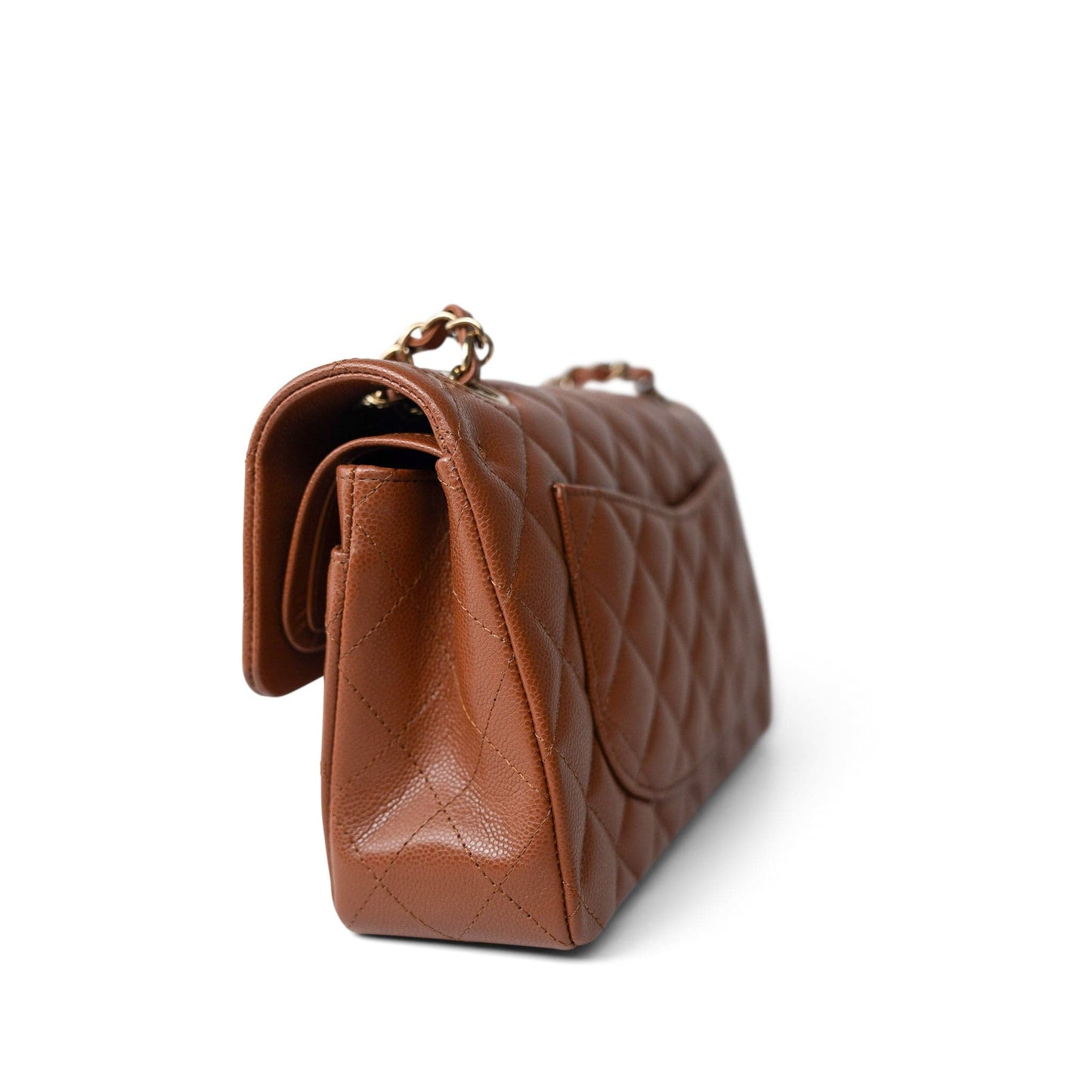 23A Light Brown Caviar Quilted Classic Flap Small Light Gold Hardware