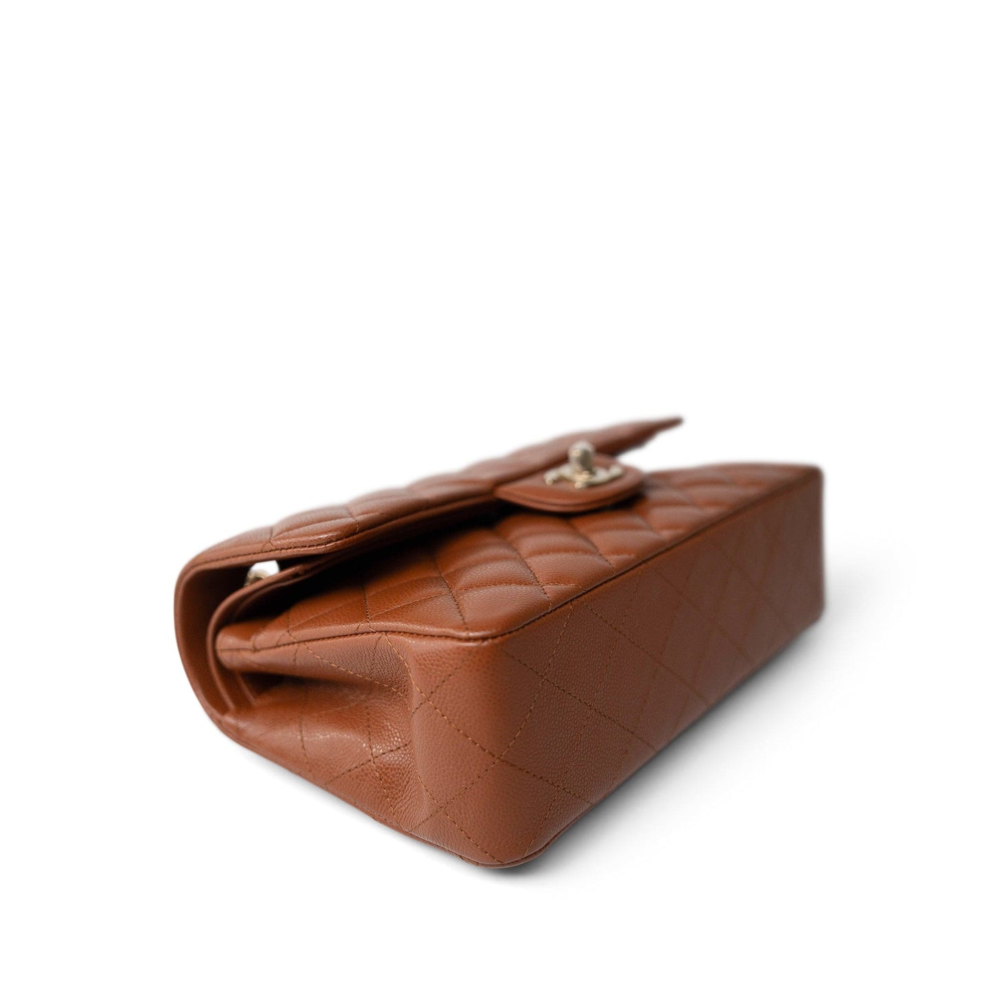 23A Light Brown Caviar Quilted Classic Flap Small Light Gold Hardware