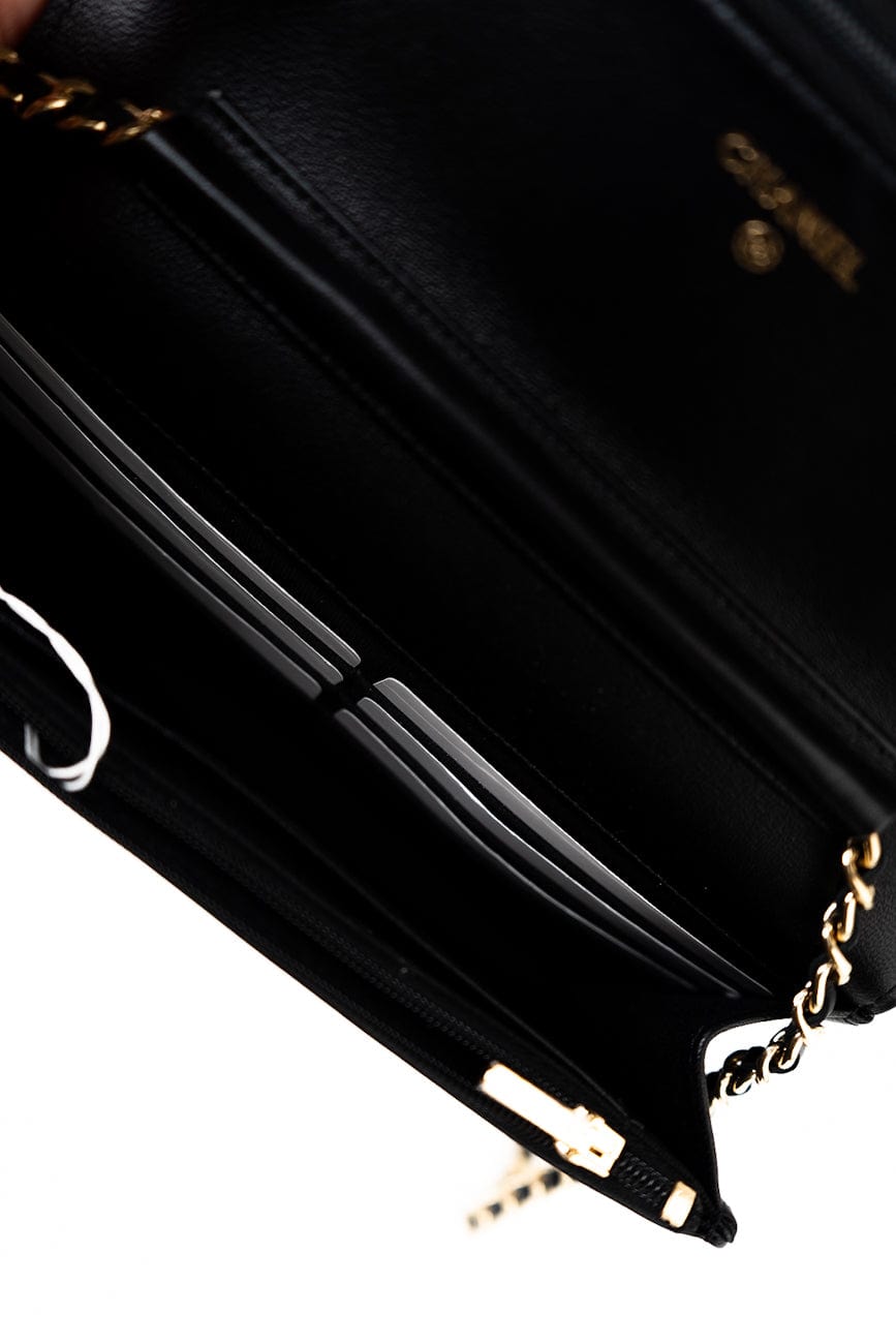 23C Black Lambskin Quilted Cruise Heart Wallet on Chain (WOC) LGHW