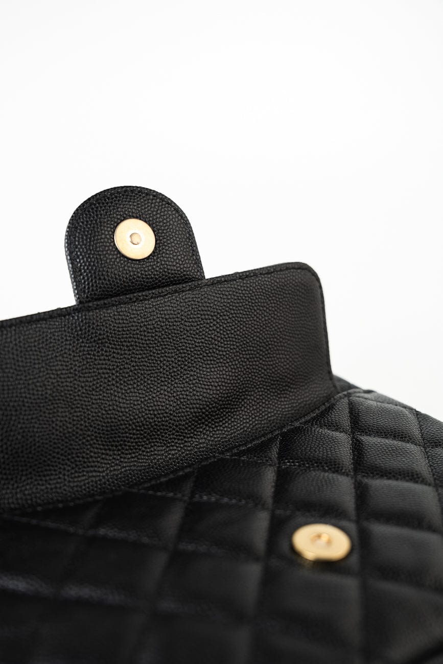 23P Black Caviar Quilted Hobo Bag Small Antique Gold Hardware