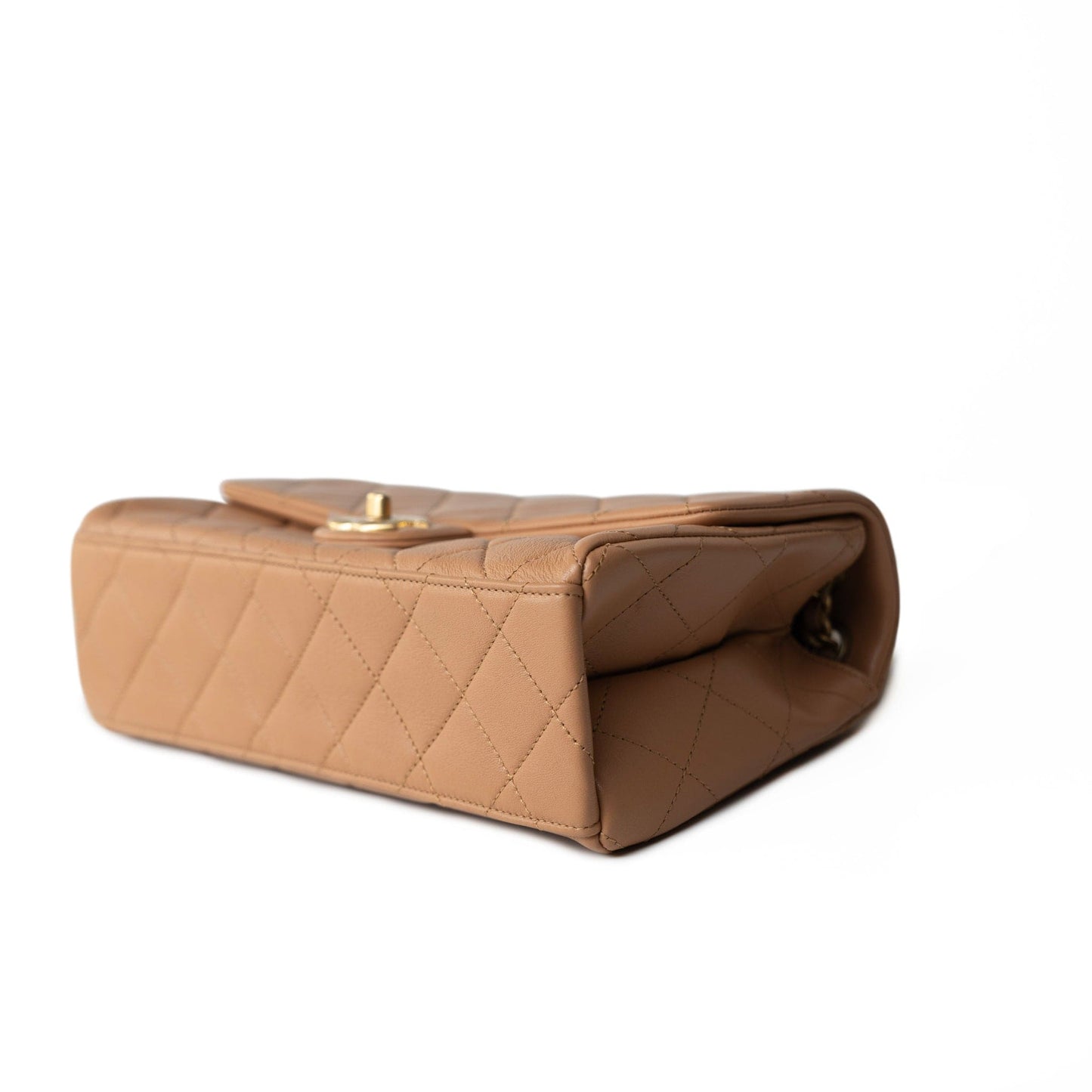 23P Caramel Quilted Chanel Chain Single Flap Bag Antique Gold Hardware