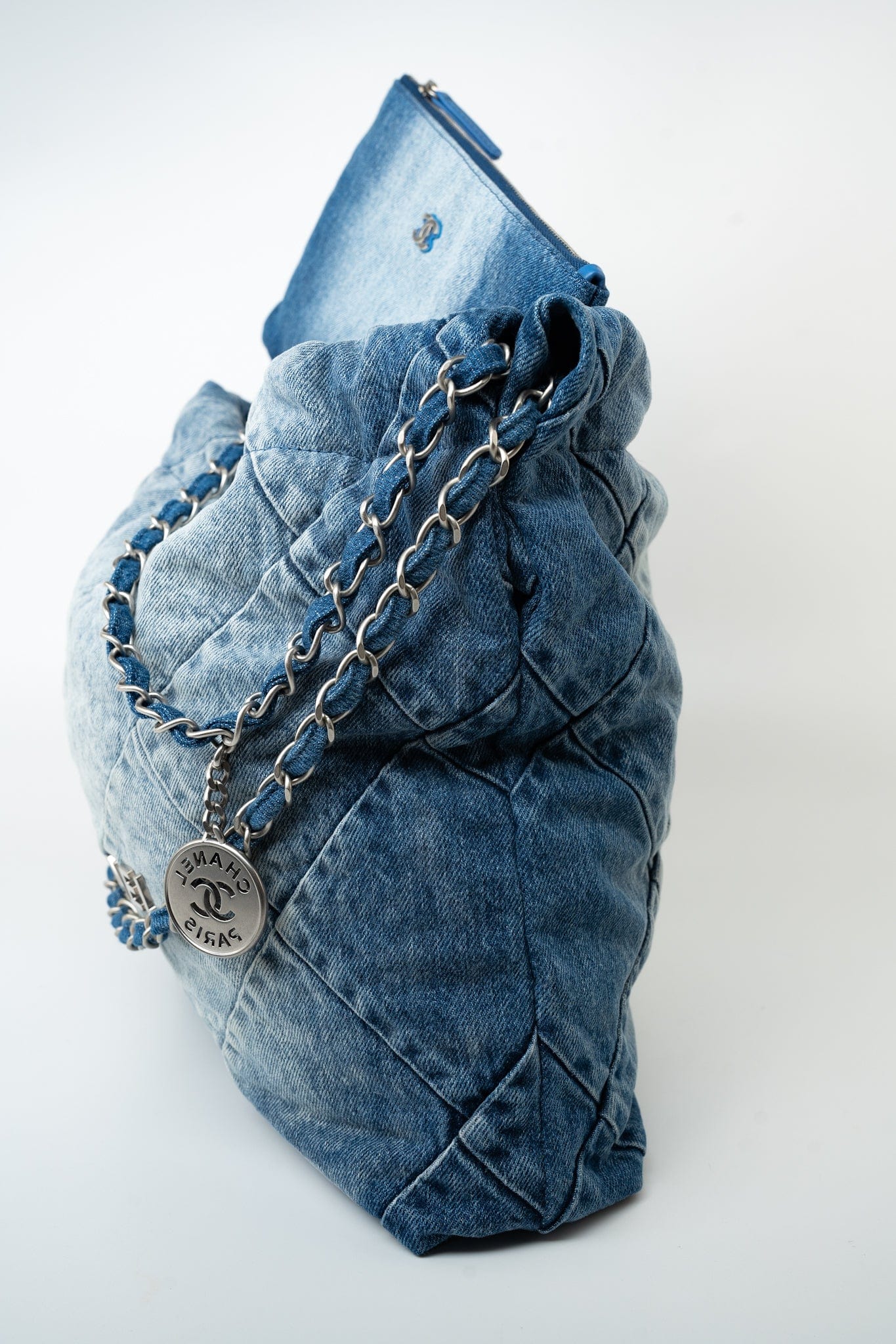 23P Denim Quilted 22 Small Drawstring Bag