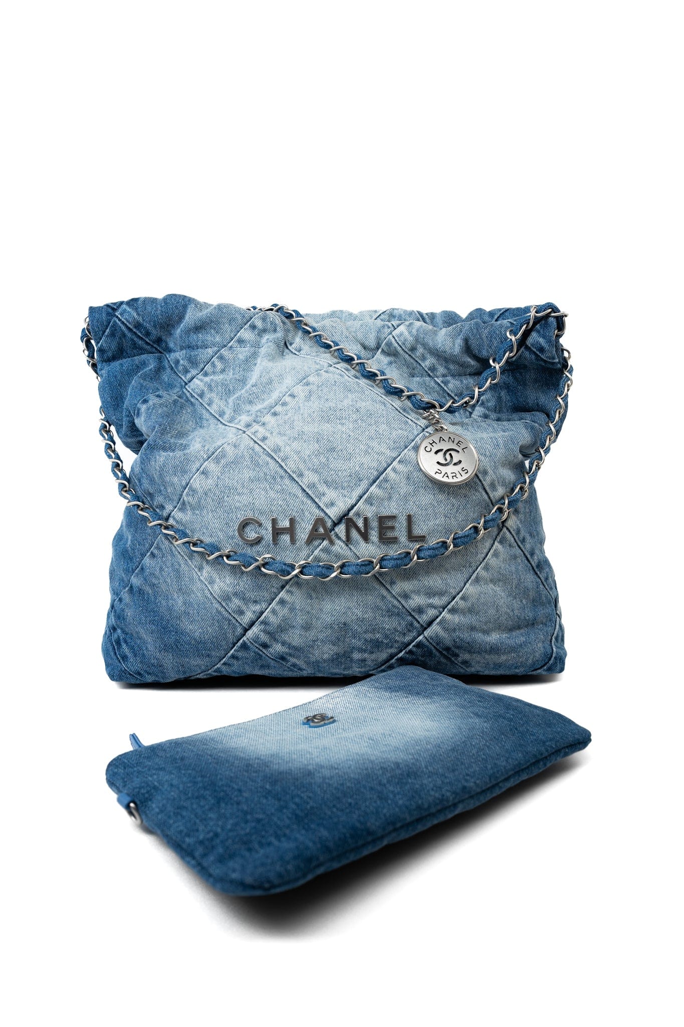 23P Denim Quilted 22 Small Drawstring Bag