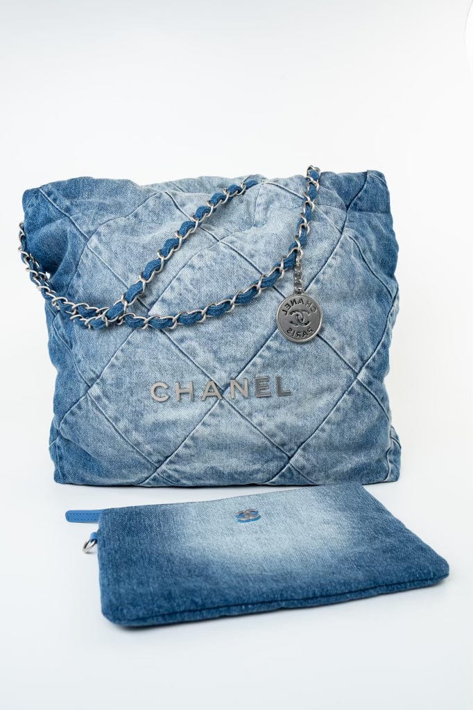 23P Denim Quilted 22 Small Drawstring Bag