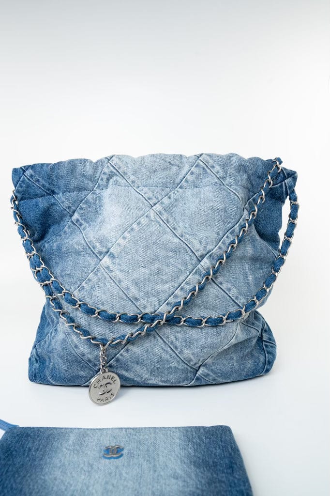23P Denim Quilted 22 Small Drawstring Bag