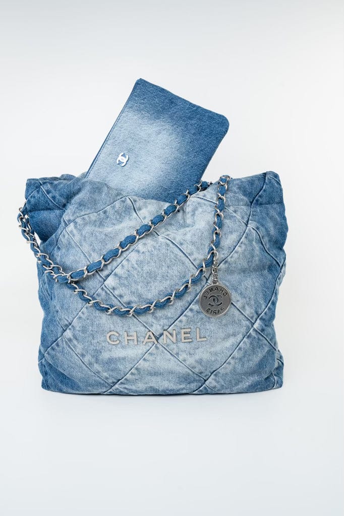 23P Denim Quilted 22 Small Drawstring Bag
