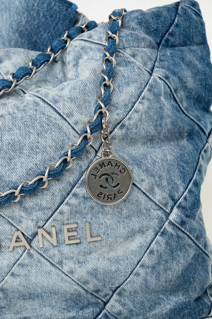 23P Denim Quilted 22 Small Drawstring Bag