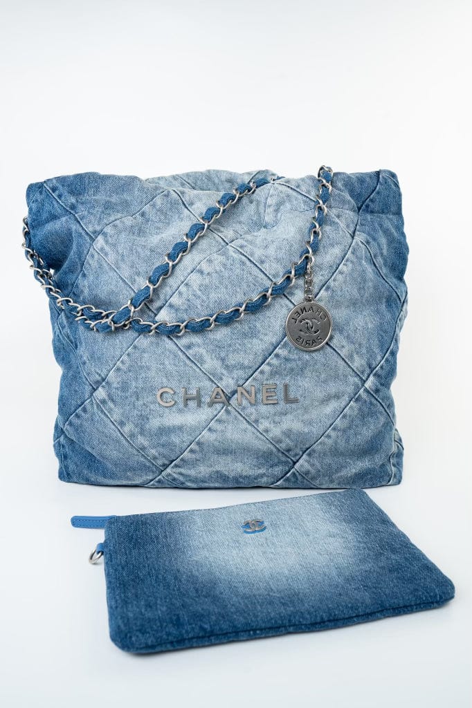 23P Denim Quilted 22 Small Drawstring Bag
