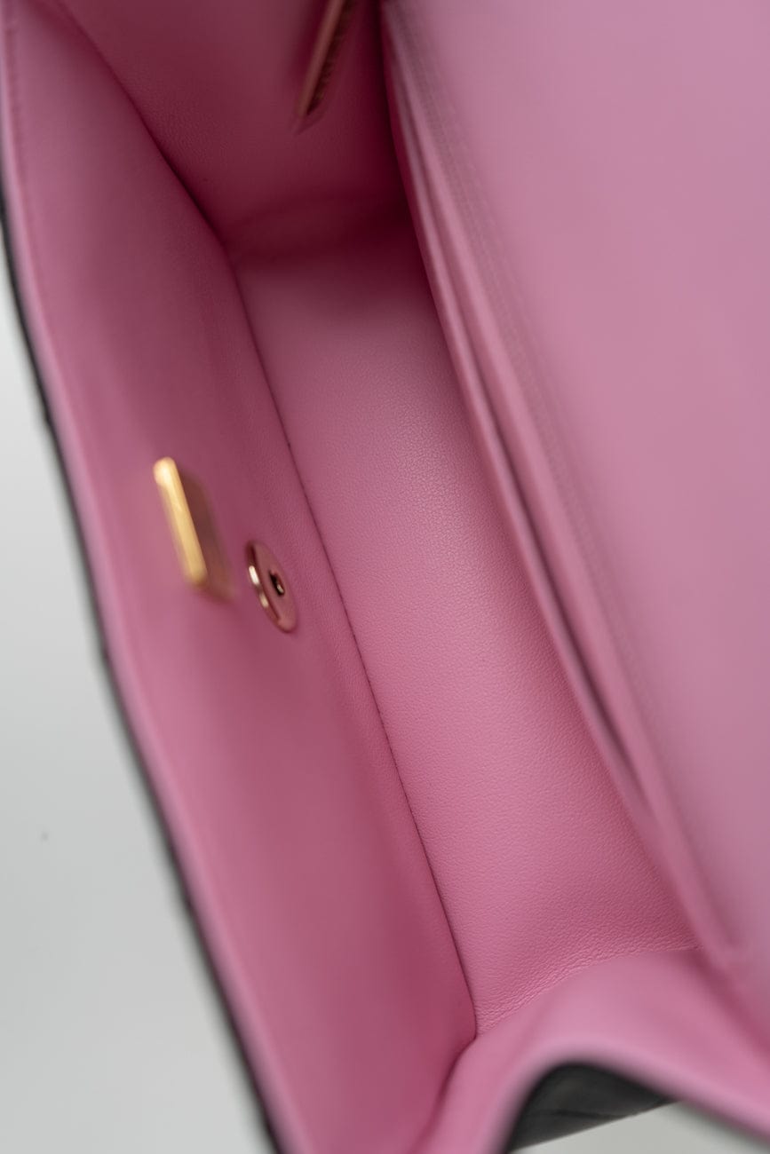 23P Mini Top Handle Black/Pink Lambskin Quilted w/ Light Gold Hardware