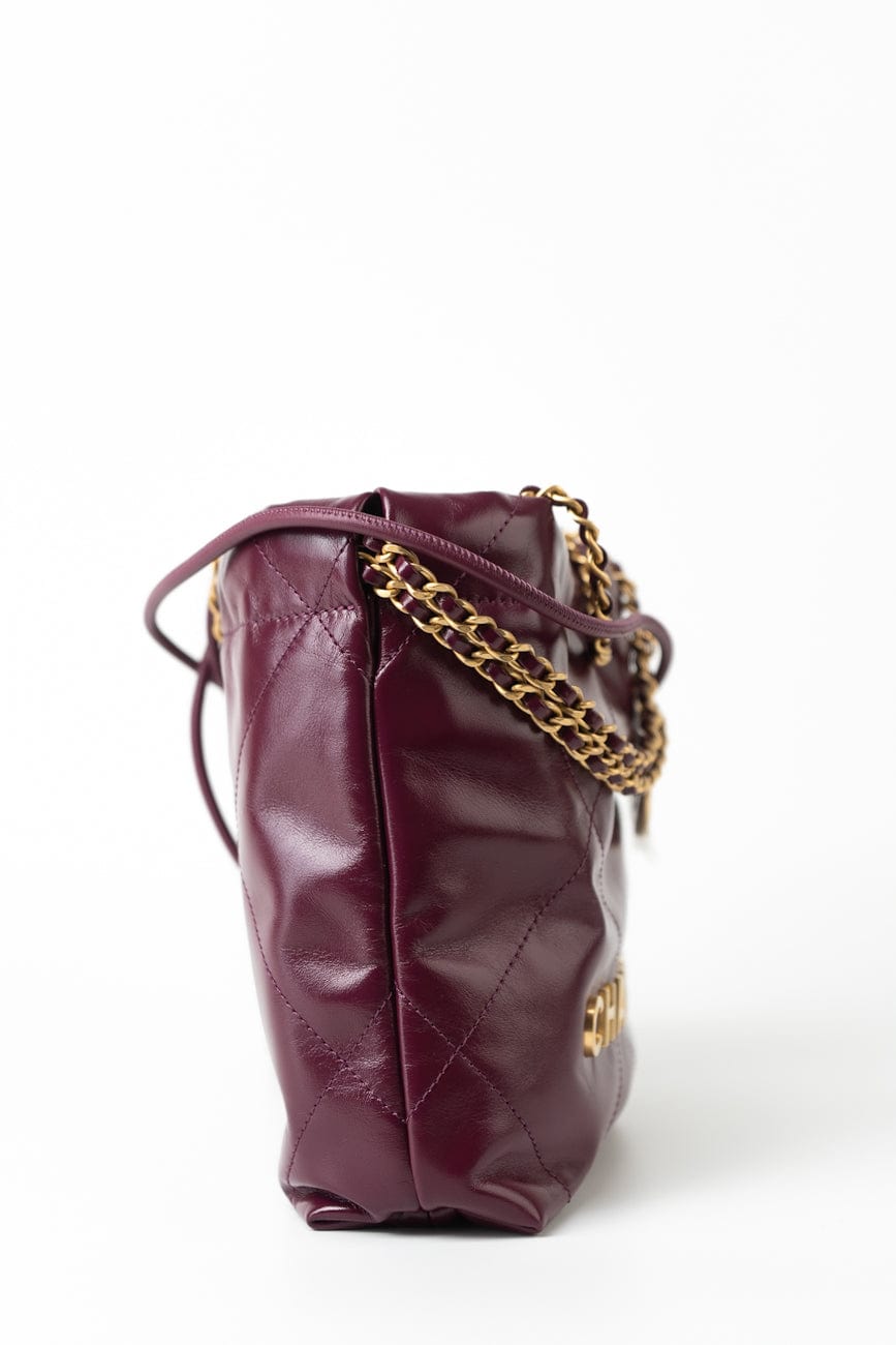 23S Mini 22 Drawstring Bag Burgundy Calfskin Quilted AGHW