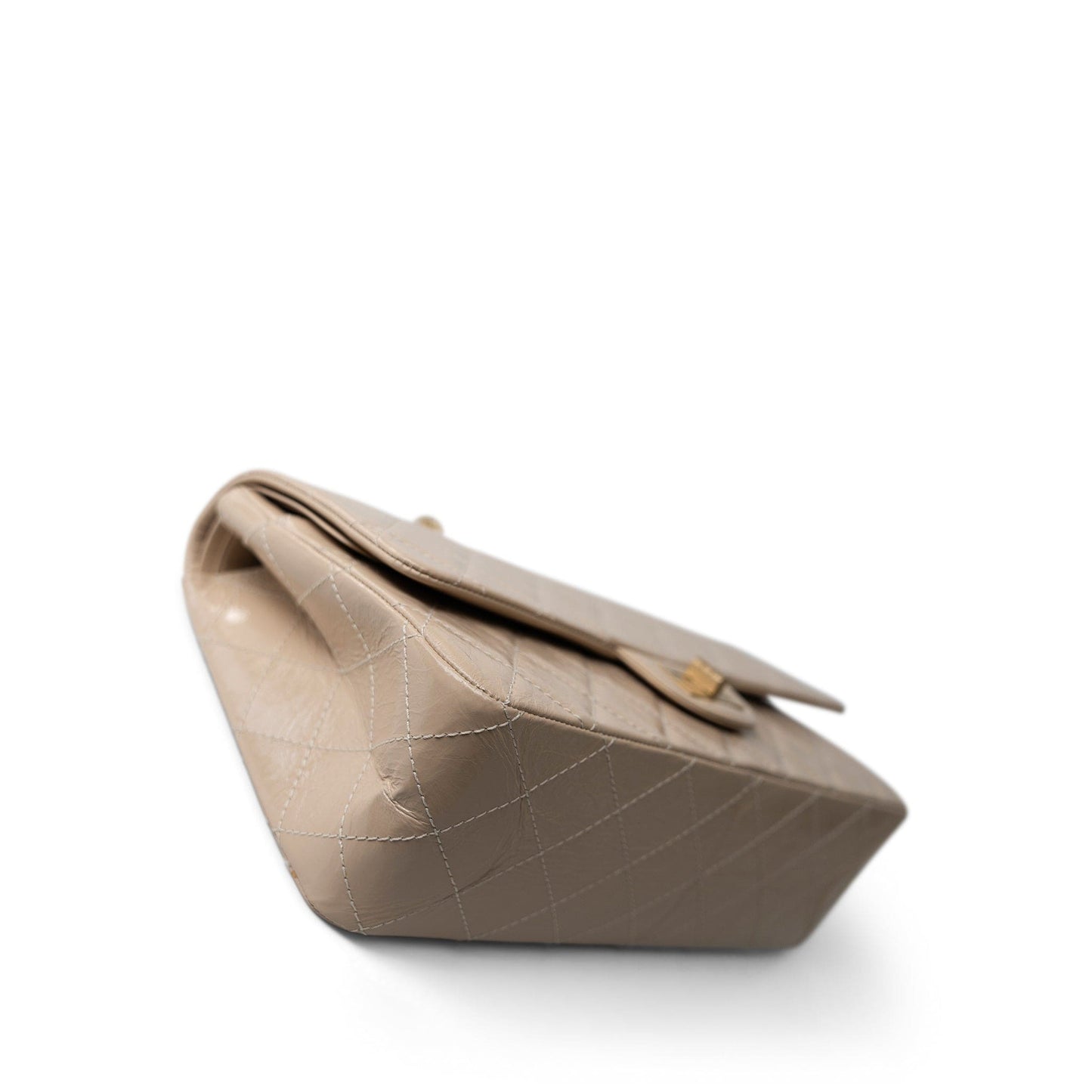 15P Beige Crumpled Calfskin Quilted Reissue 2.55 Flap 227 Aged Gold Hardware