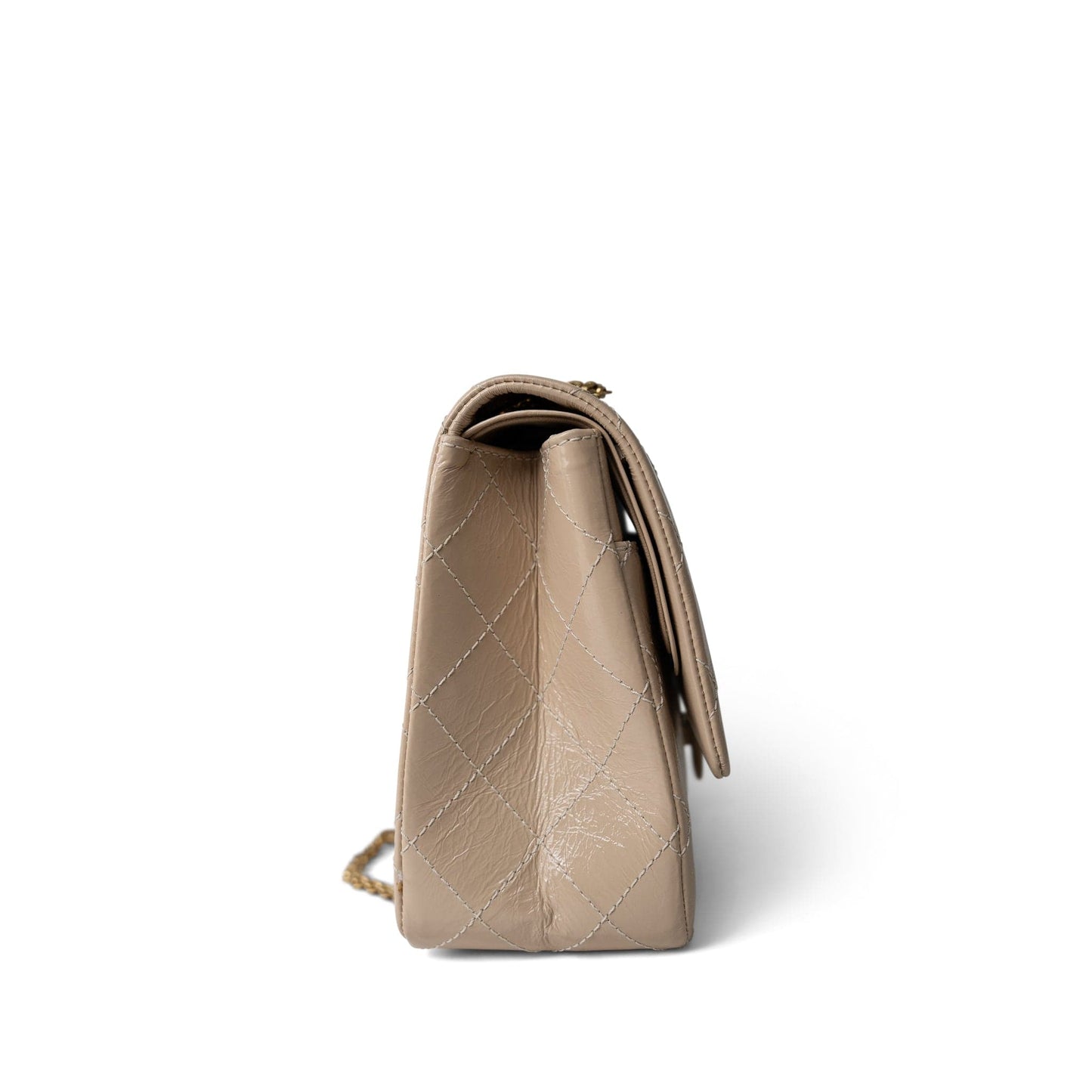 15P Beige Crumpled Calfskin Quilted Reissue 2.55 Flap 227 Aged Gold Hardware