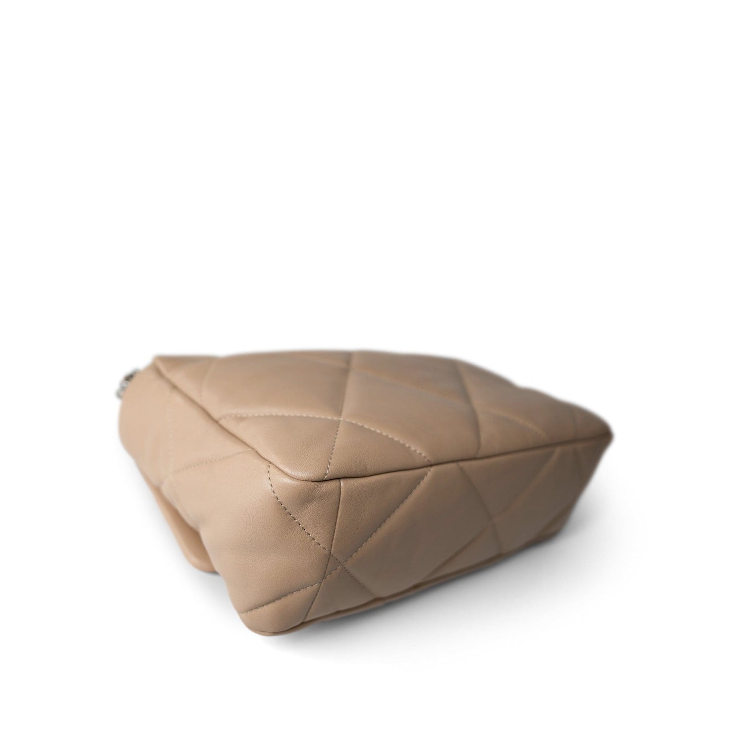 21S Dark Beige Lambskin Quilted 19 Flap Medium/Large