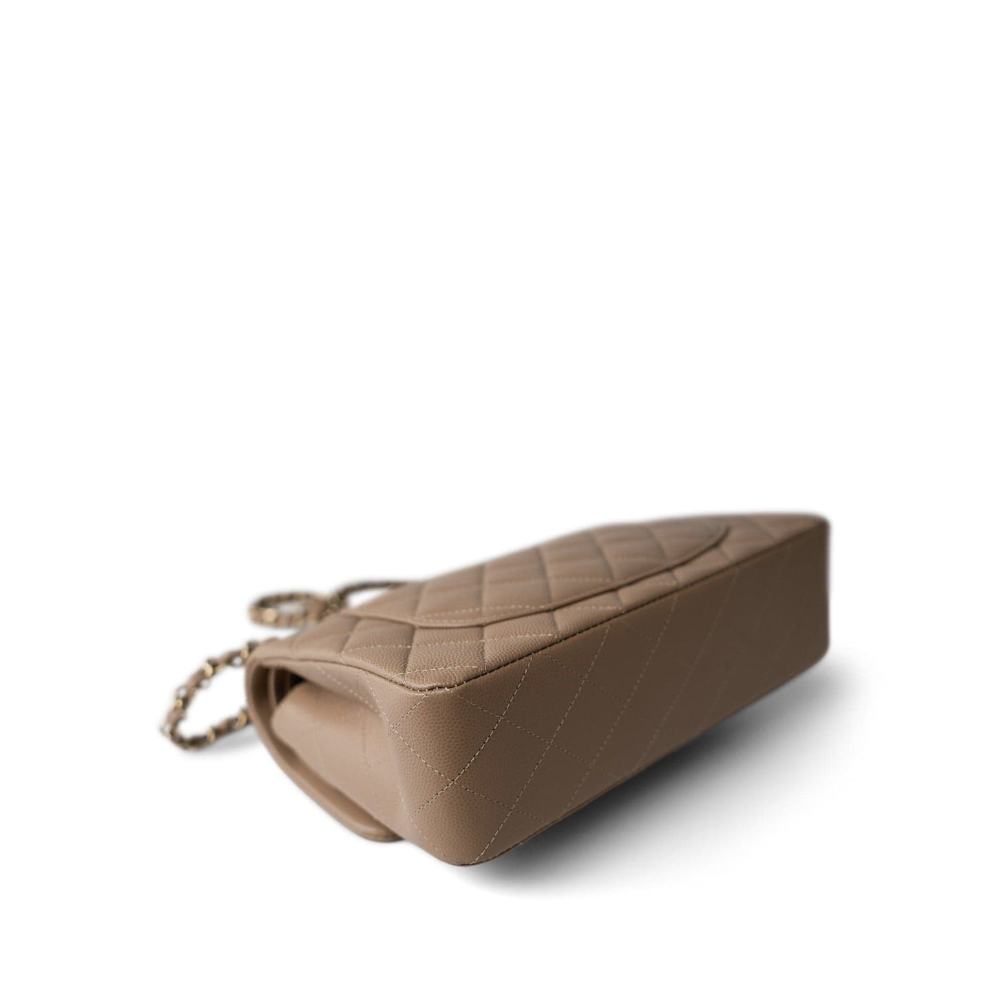 22A Dark Beige Caviar Quilted Classic Flap Small Light Gold Hardware