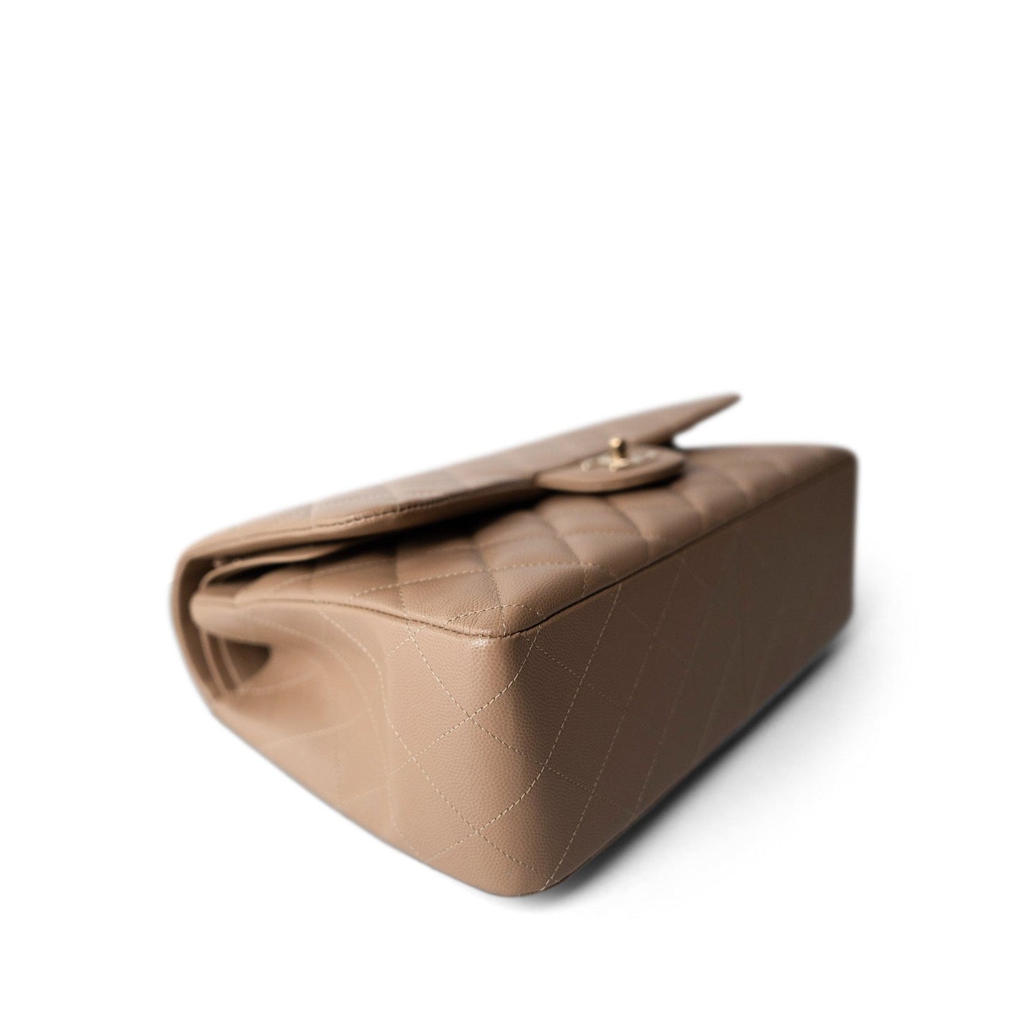 22A Dark Beige Caviar Quilted Jumbo Classic Flap Light Gold Hardware