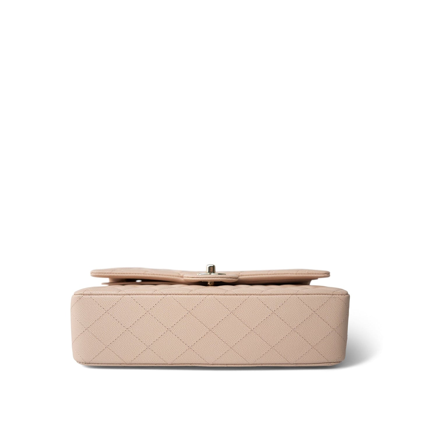 22C Beige Caviar Quilted Medium Classic Flap Light Gold Hardware