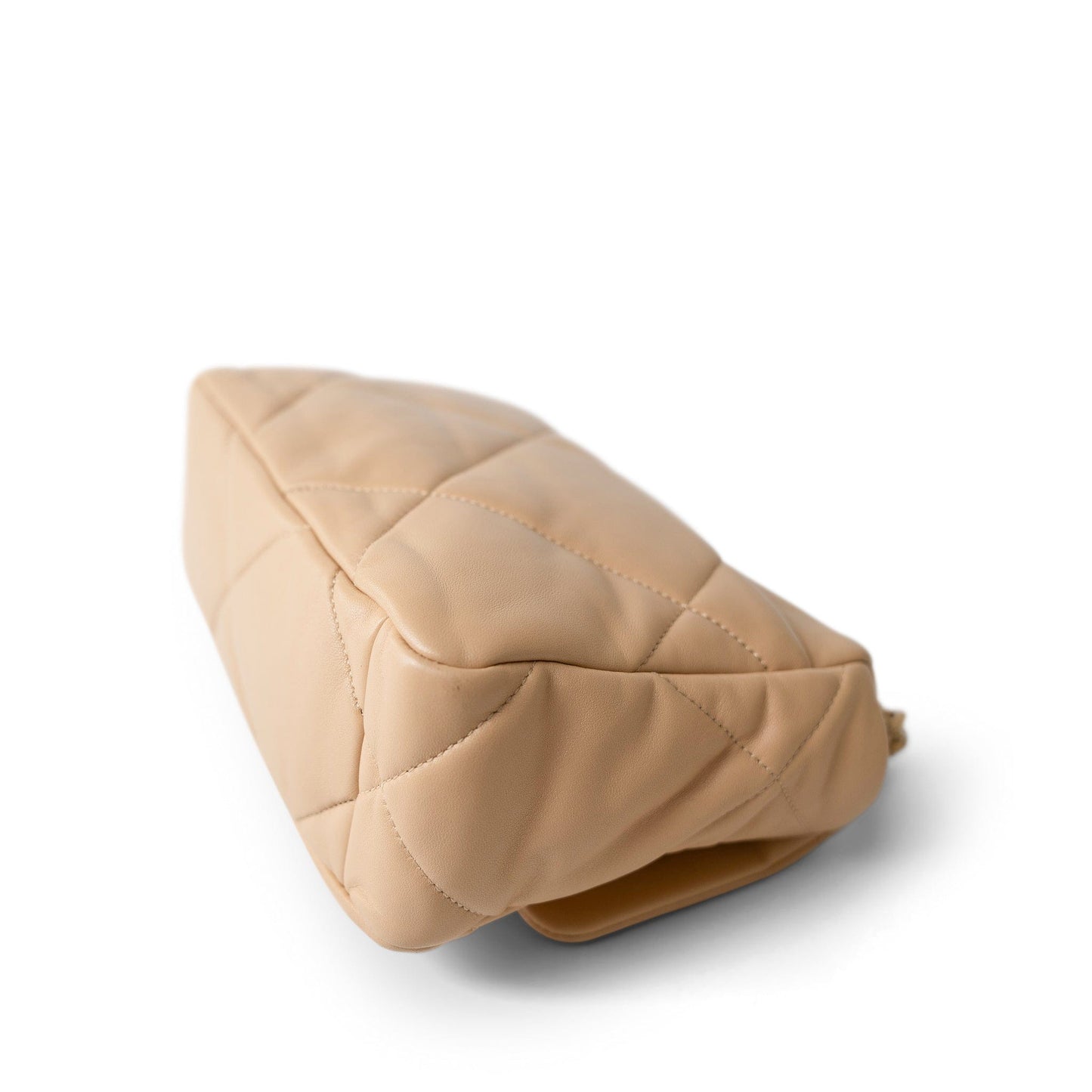 22C Beige Clair Lambskin Quilted 19 Flap Small Mixed Hardware