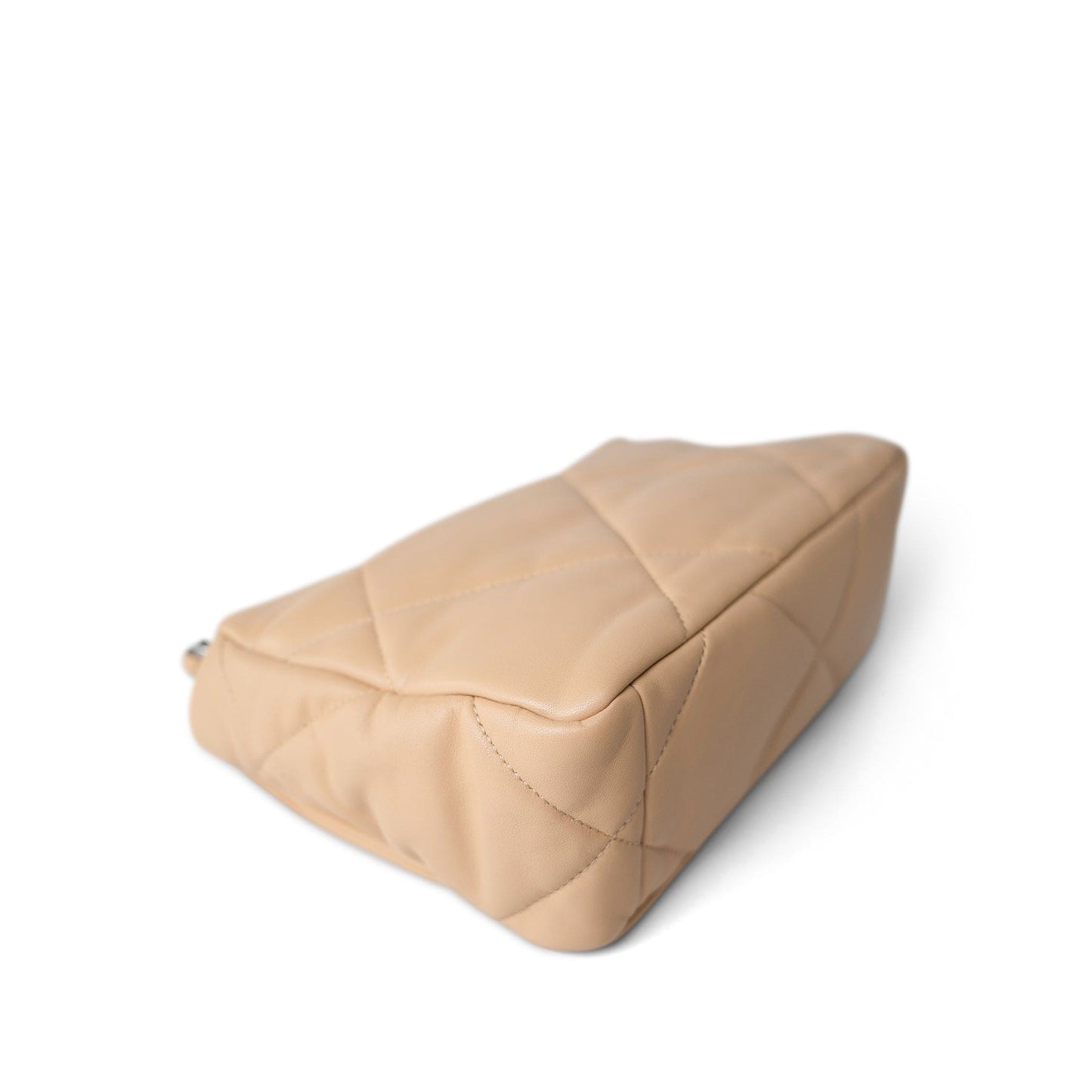 22C Beige Clair Lambskin Quilted 19 Flap Small Mixed Hardware