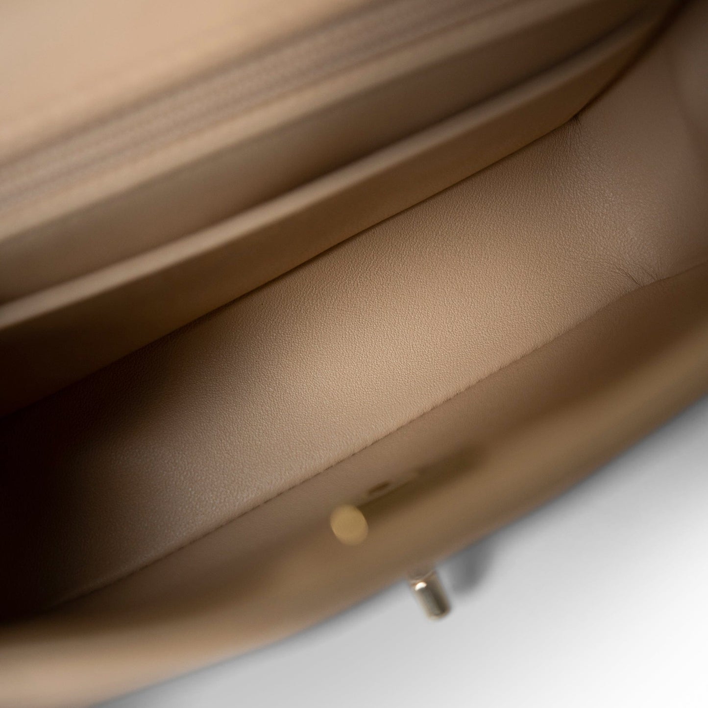 22C Beige Lambskin Quilted Mini Rectangular Quilted Flap Bag