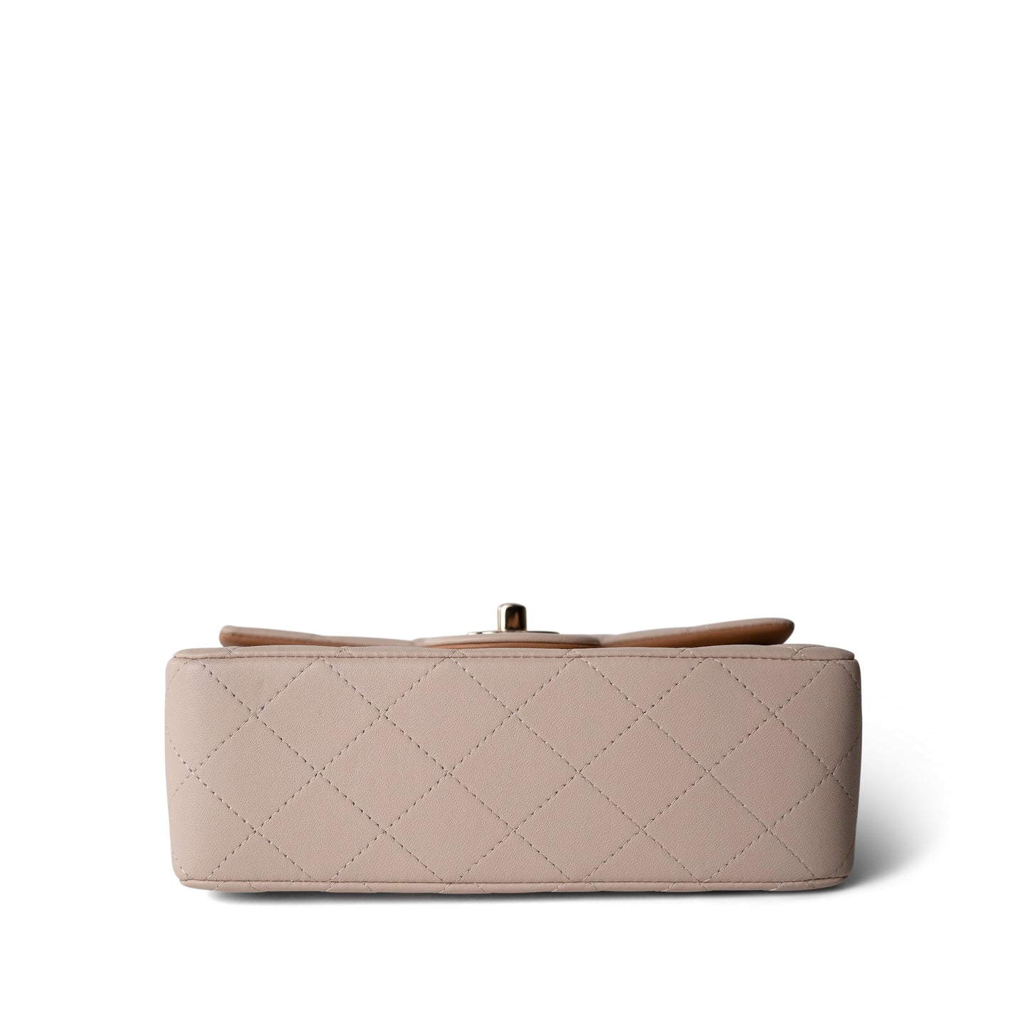 22C Light Beige / Beige Lambskin Quilted Mini Top Handle Light Gold Hardware