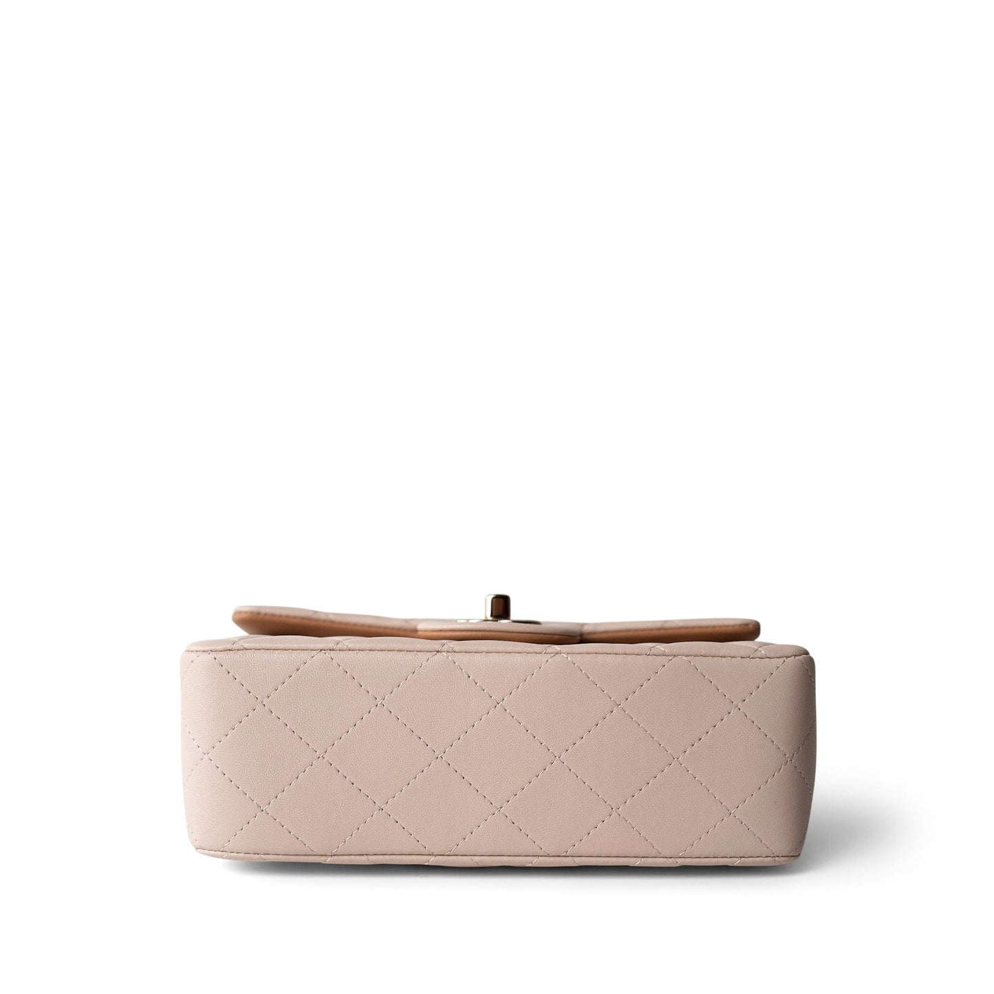 22C Light Beige / Beige Lambskin Quilted Mini Top Handle Light Gold Hardware