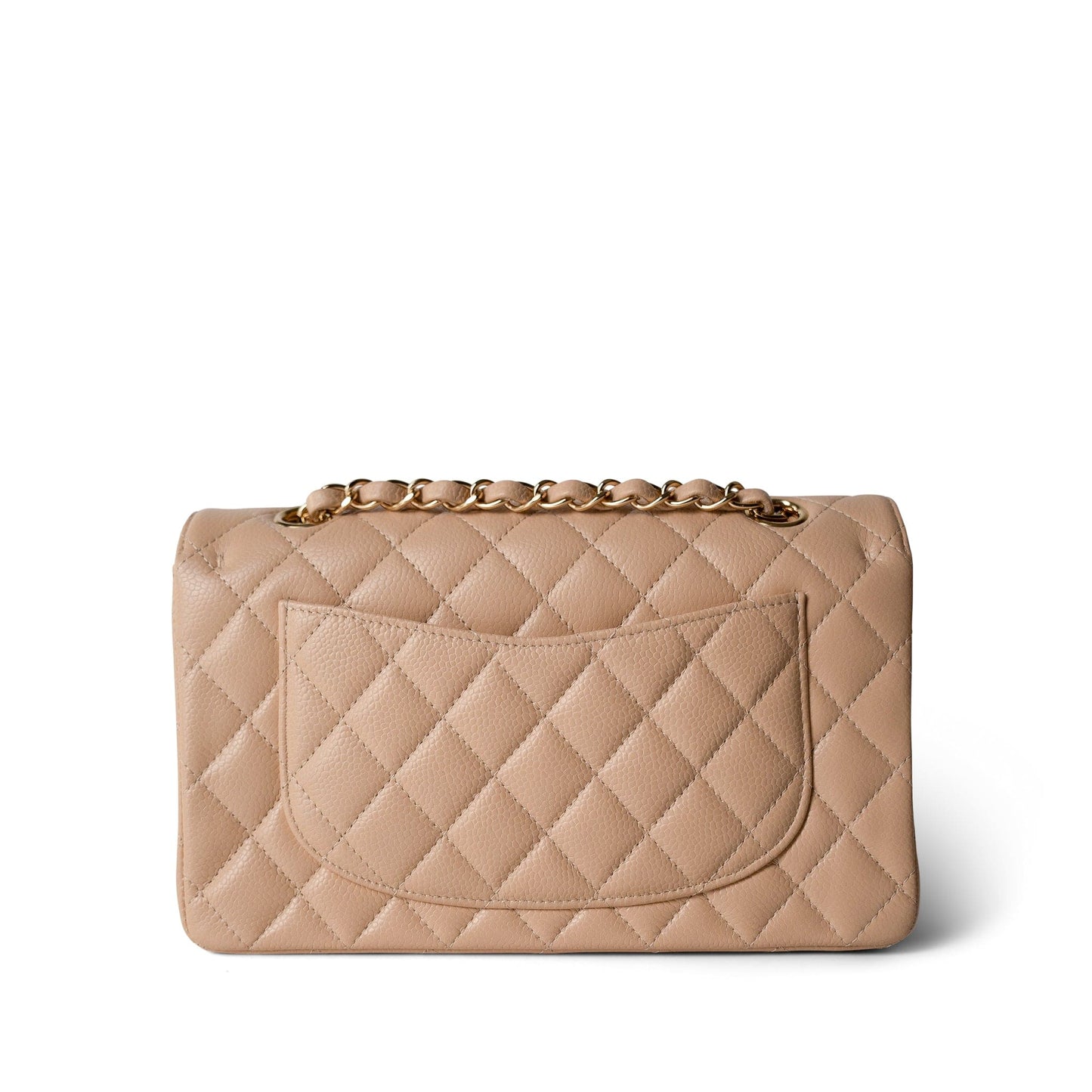 Beige Clair Caviar Quilted Classic Flap Small Gold Hardware