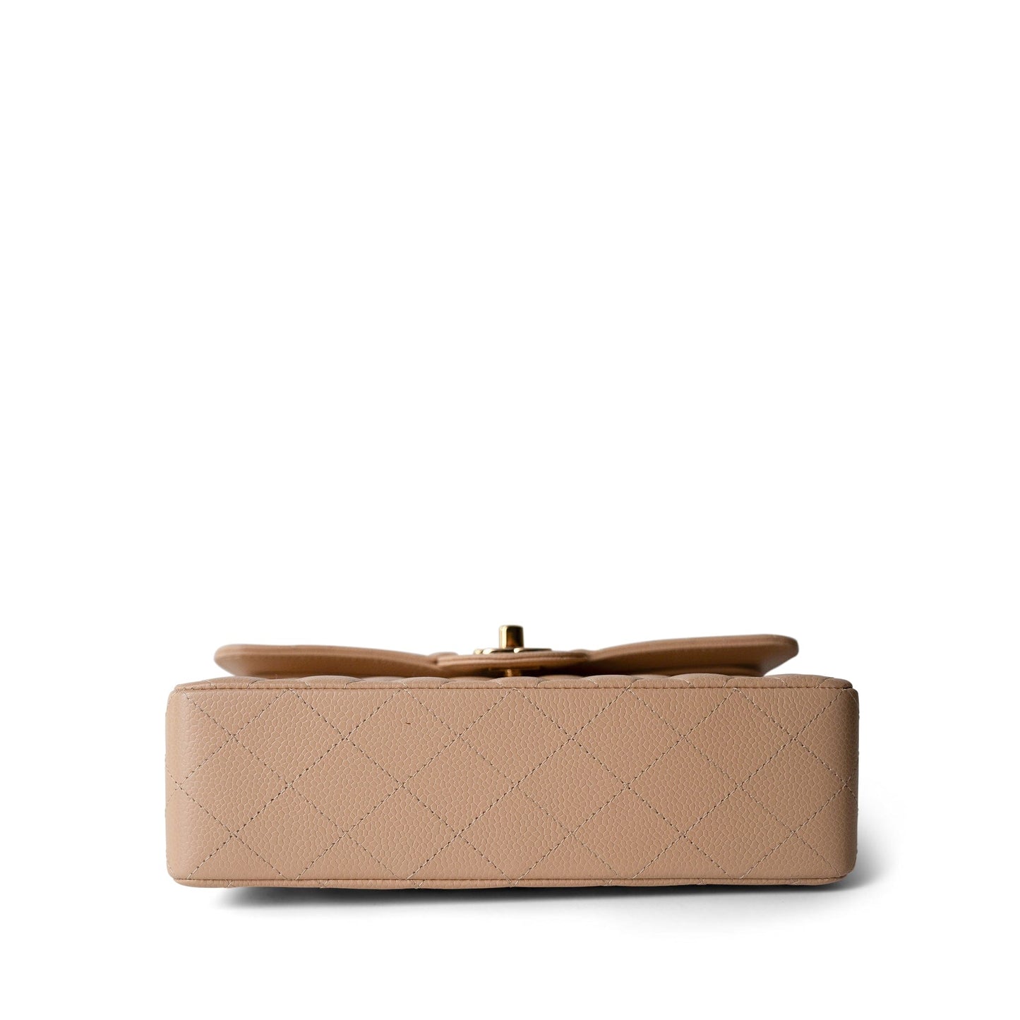 Beige Clair Caviar Quilted Classic Flap Small Gold Hardware