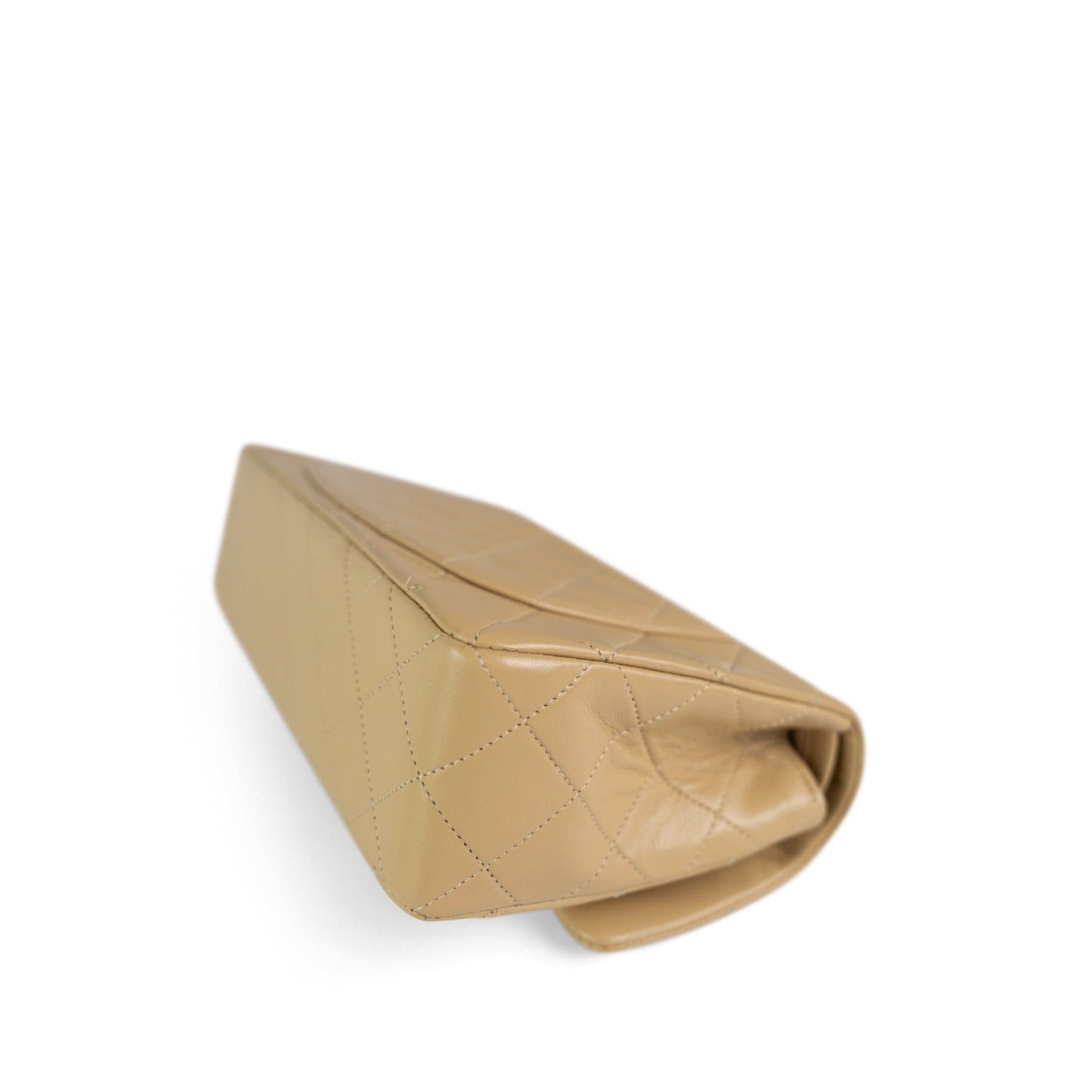 Beige Lambskin Quilted Classic Flap Small Gold Hardware